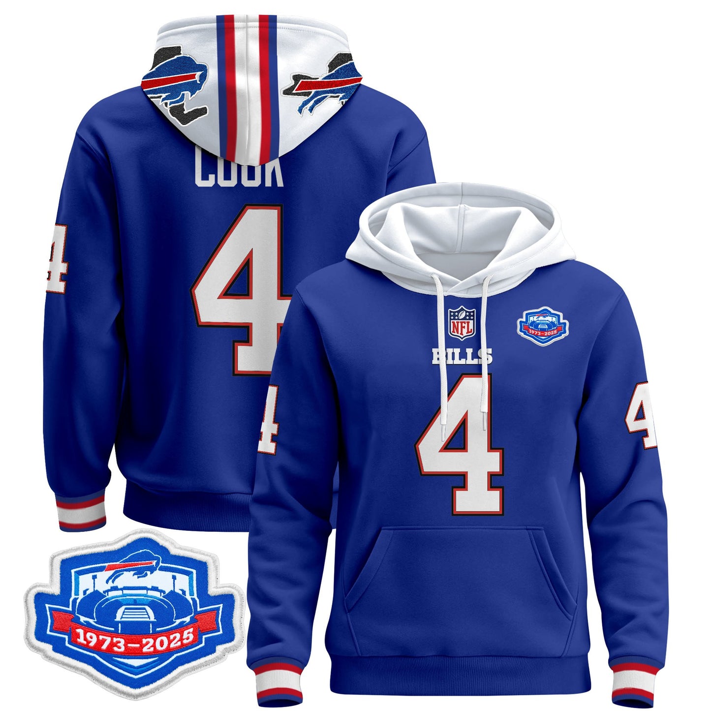 Men's Buffalo Bills 2025 Farewell Season Patch Pullover Hoodie - All Stitched