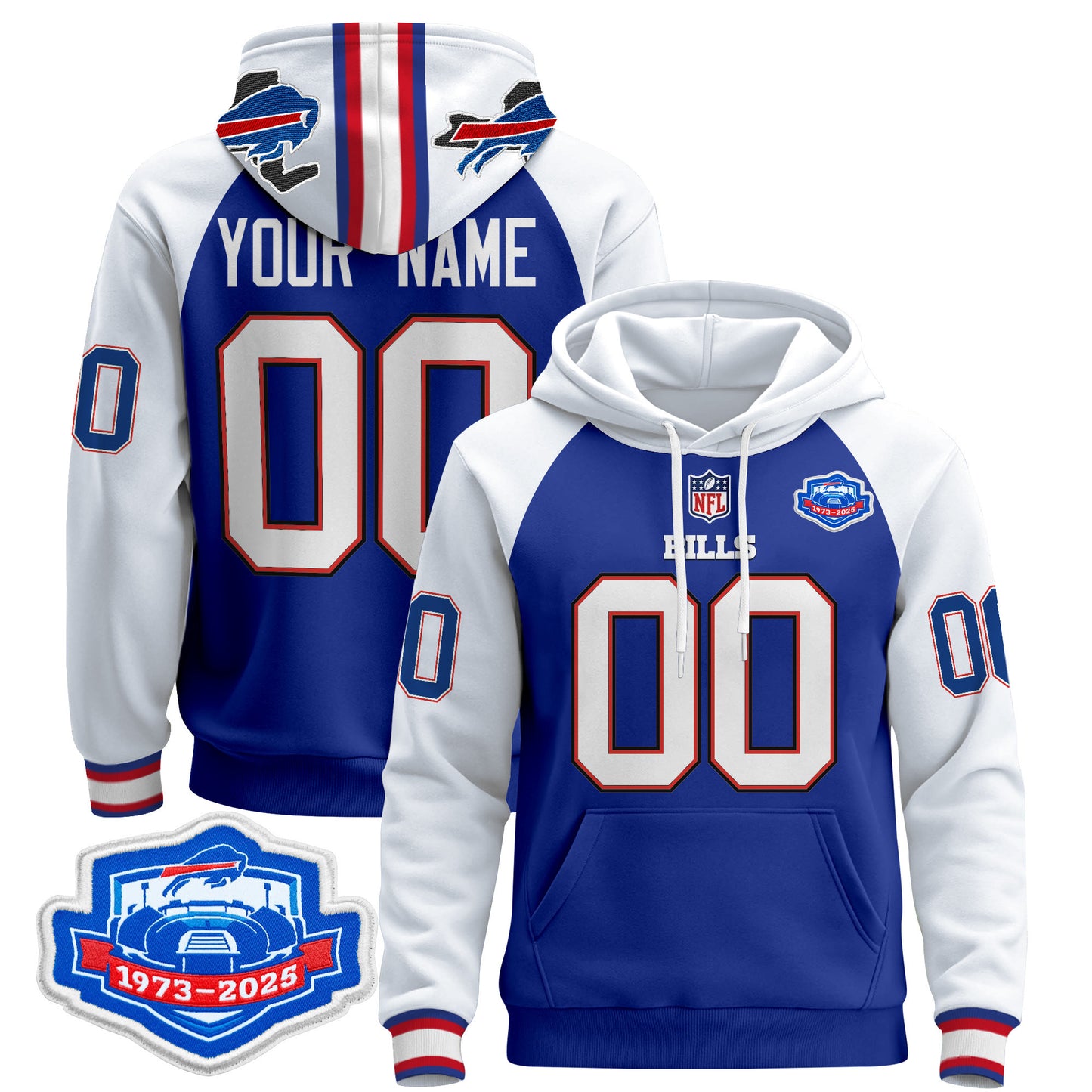 Buffalo Bills 2025 Farewell Season Patch Custom Pullover Hoodie - All Stitched