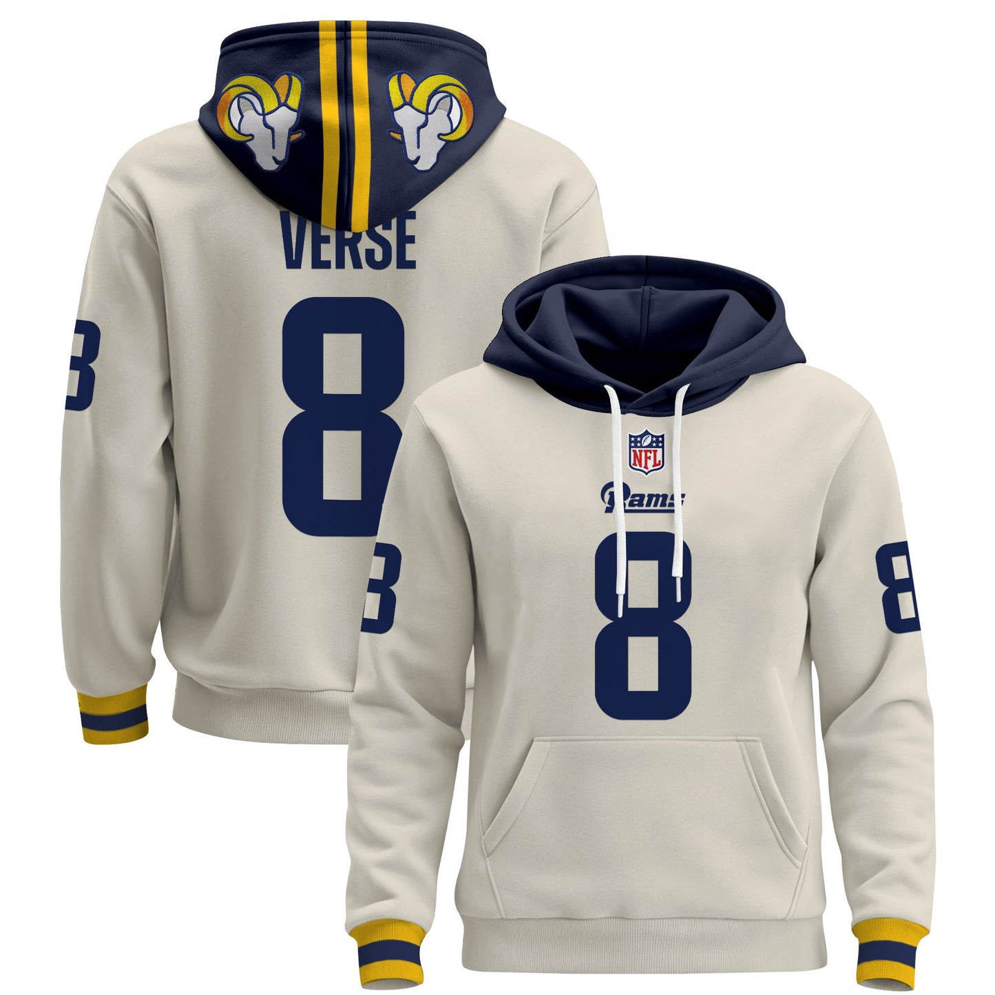 Men's Los Angeles Rams 2025 Premium Pullover Hoodie - All Stitched