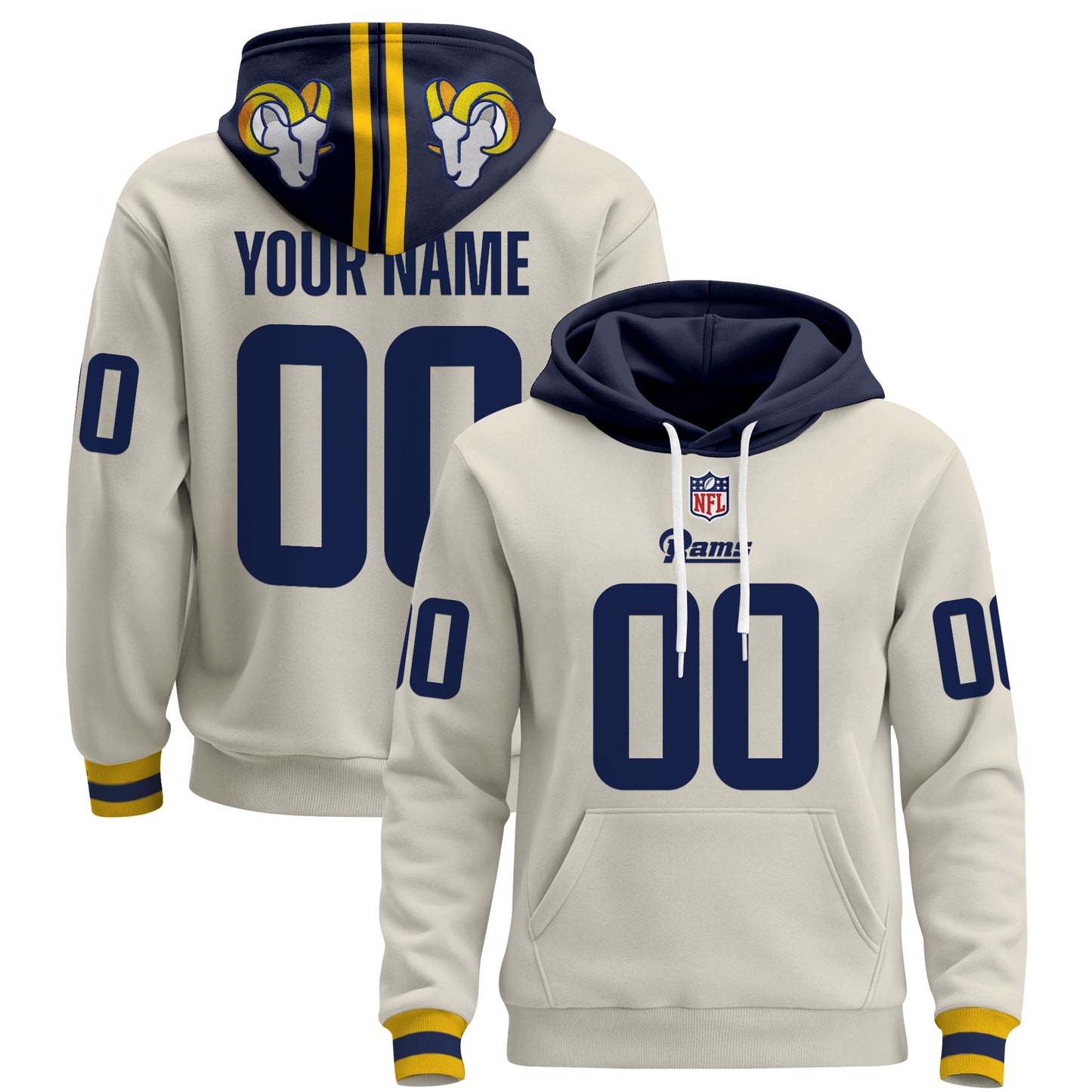 Los Angeles Rams 2025 Premium Custom Pullover Hoodie - All Stitched