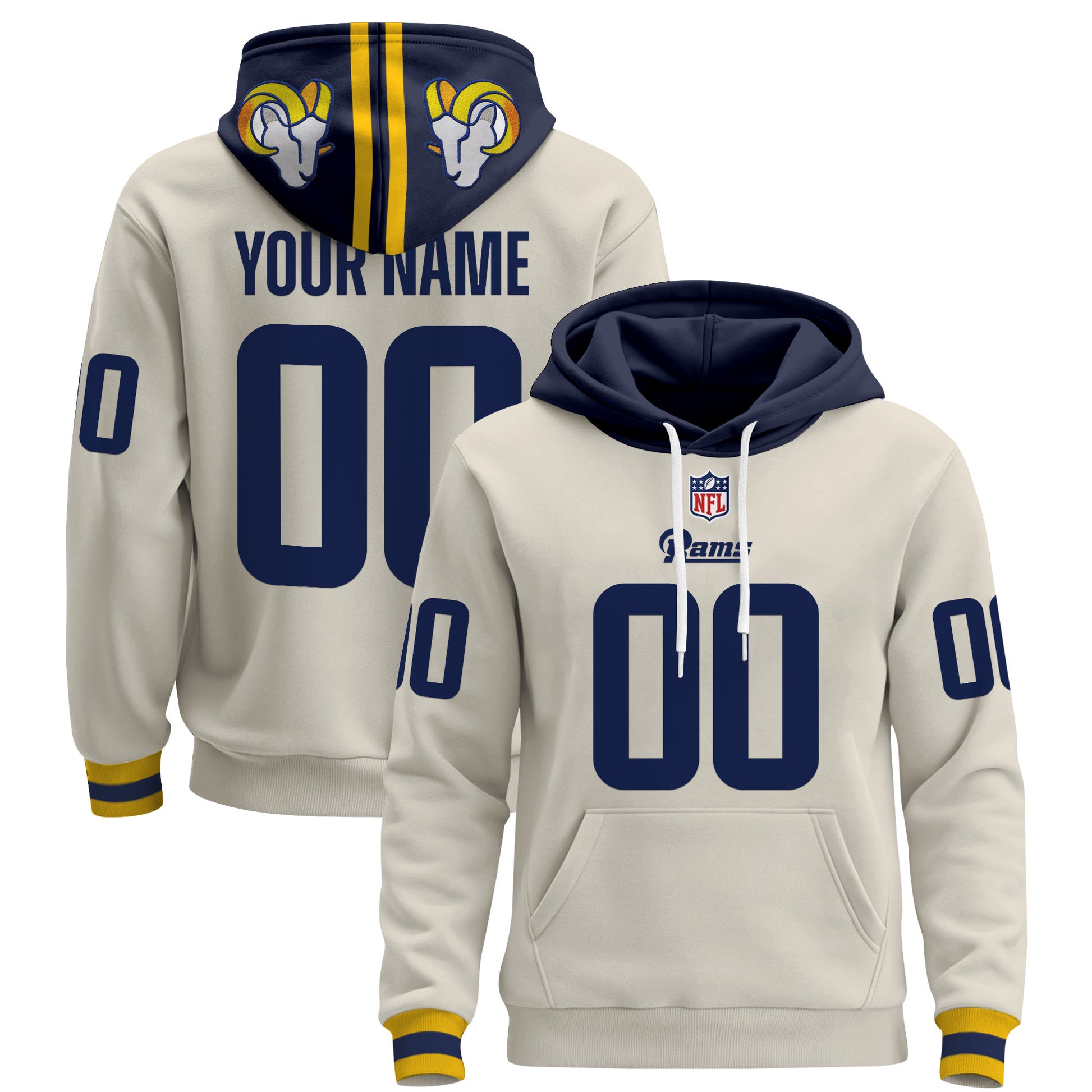 Los Angeles Rams 2025 Premium Custom Pullover Hoodie - All Stitched