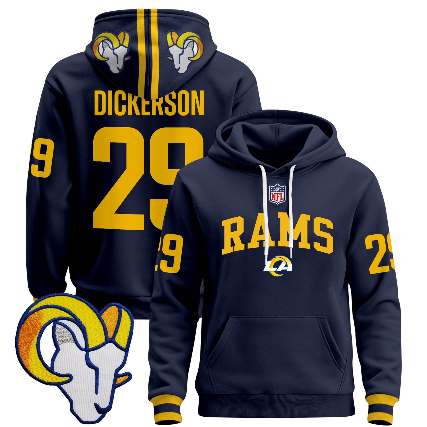 Men's Los Angeles Rams 2025 Premium Pullover Hoodie V2 - All Stitched
