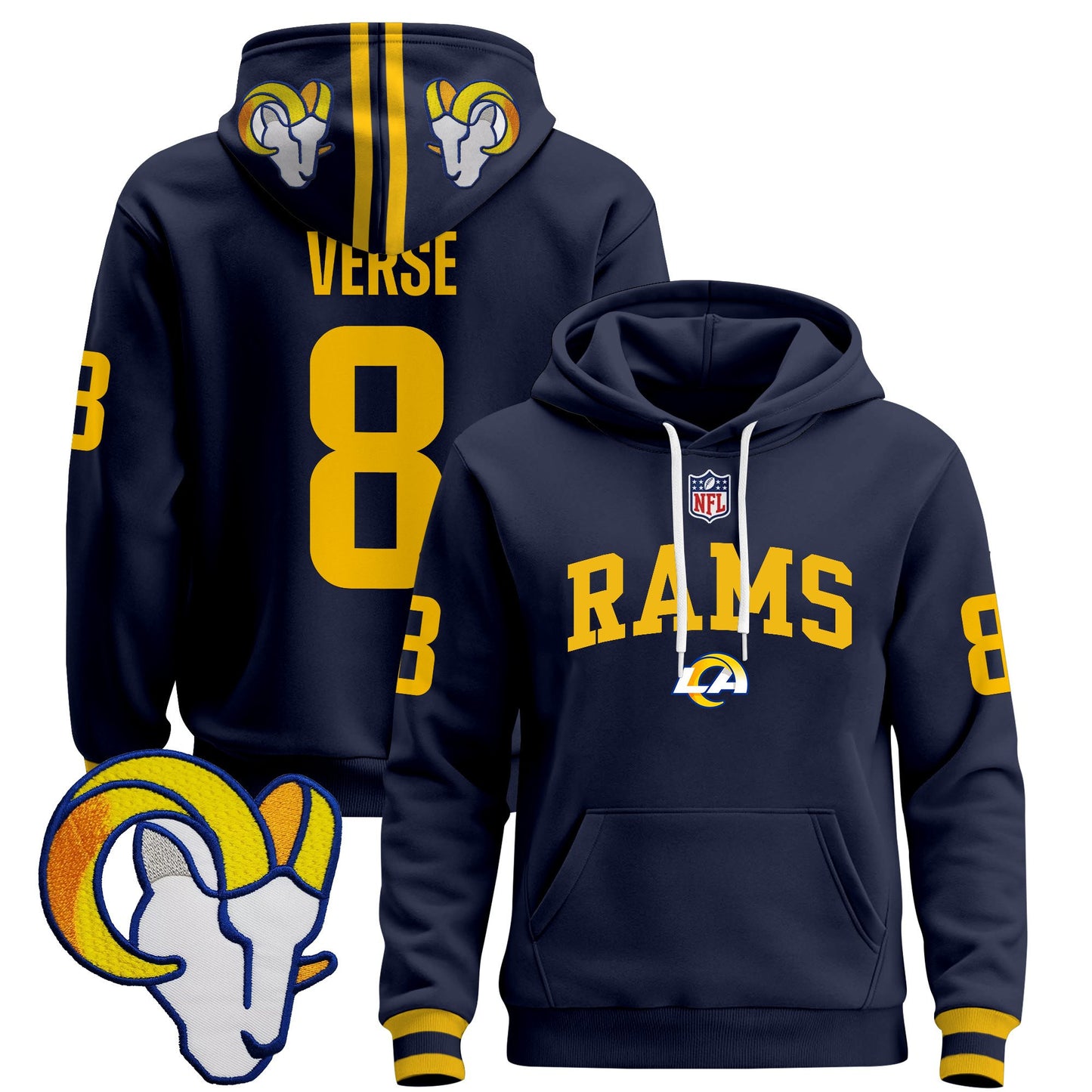Men's Los Angeles Rams 2025 Premium Pullover Hoodie V2 - All Stitched