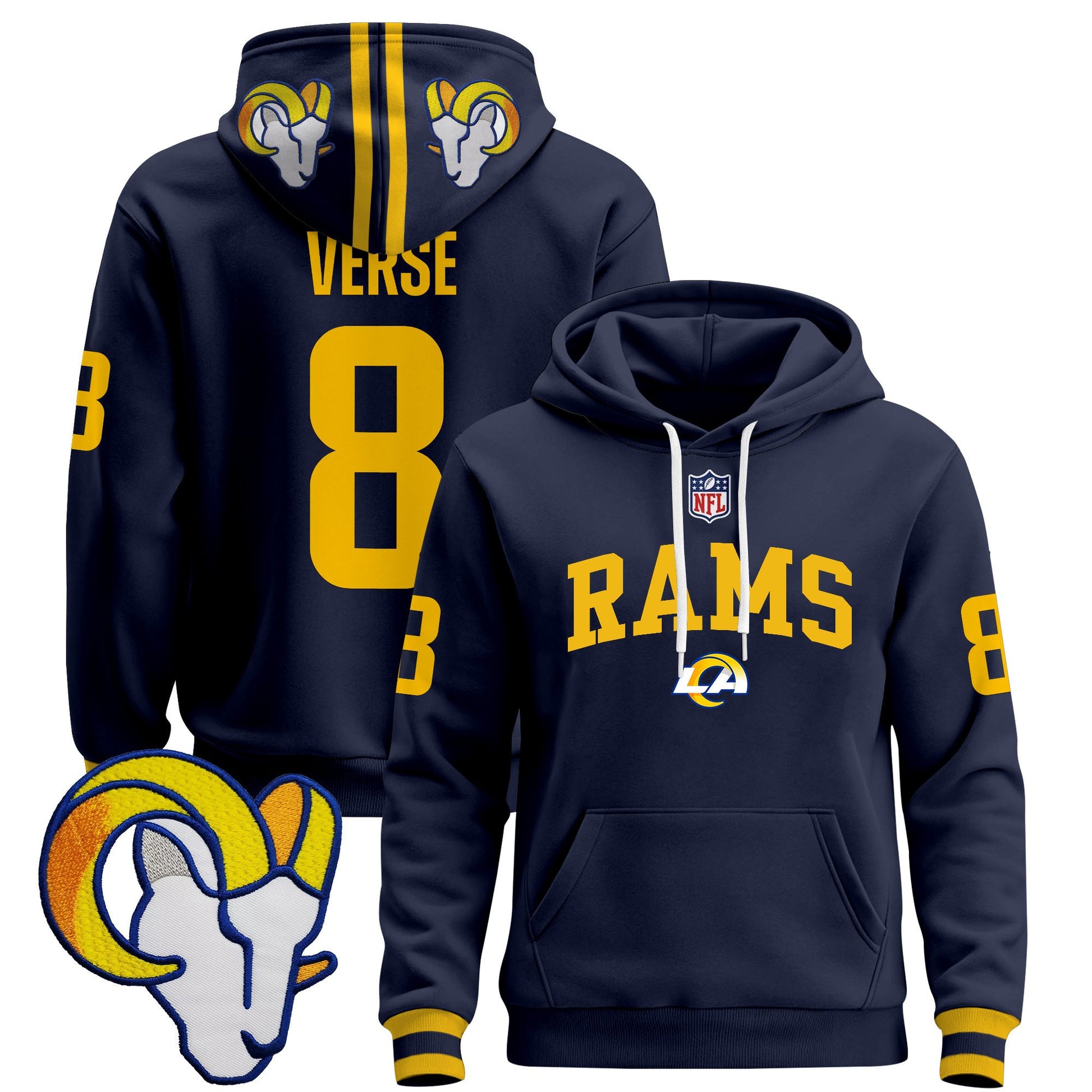 Men's Los Angeles Rams 2025 Premium Pullover Hoodie V2 - All Stitched