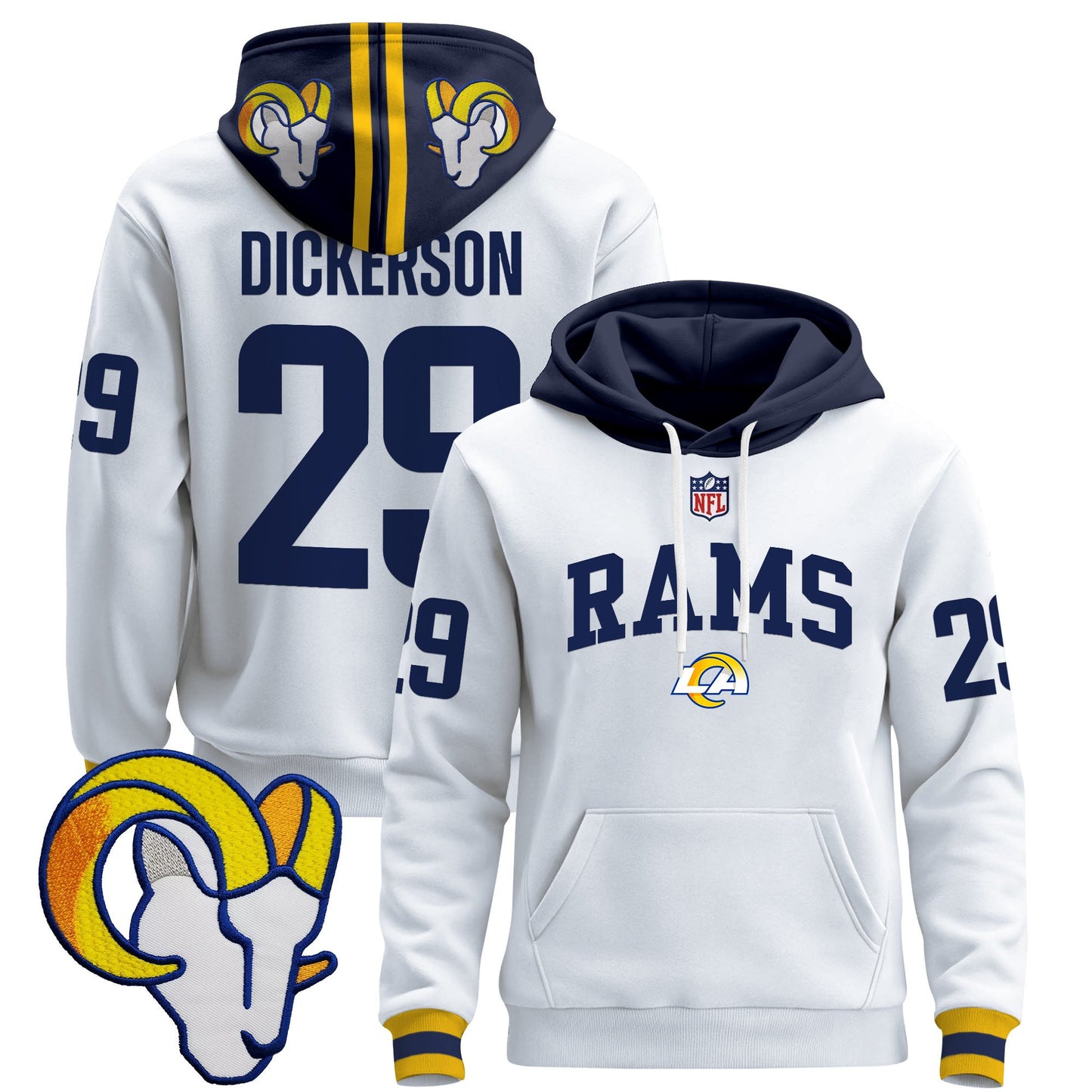 Men's Los Angeles Rams 2025 Premium Pullover Hoodie V2 - All Stitched