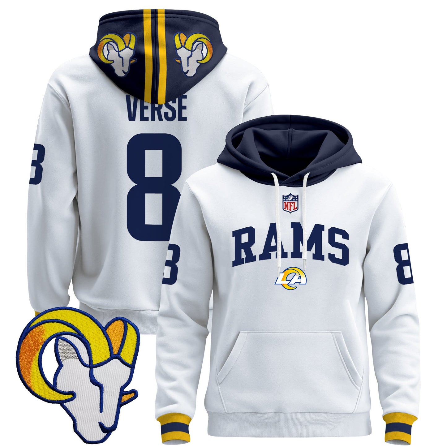 Men's Los Angeles Rams 2025 Premium Pullover Hoodie V2 - All Stitched