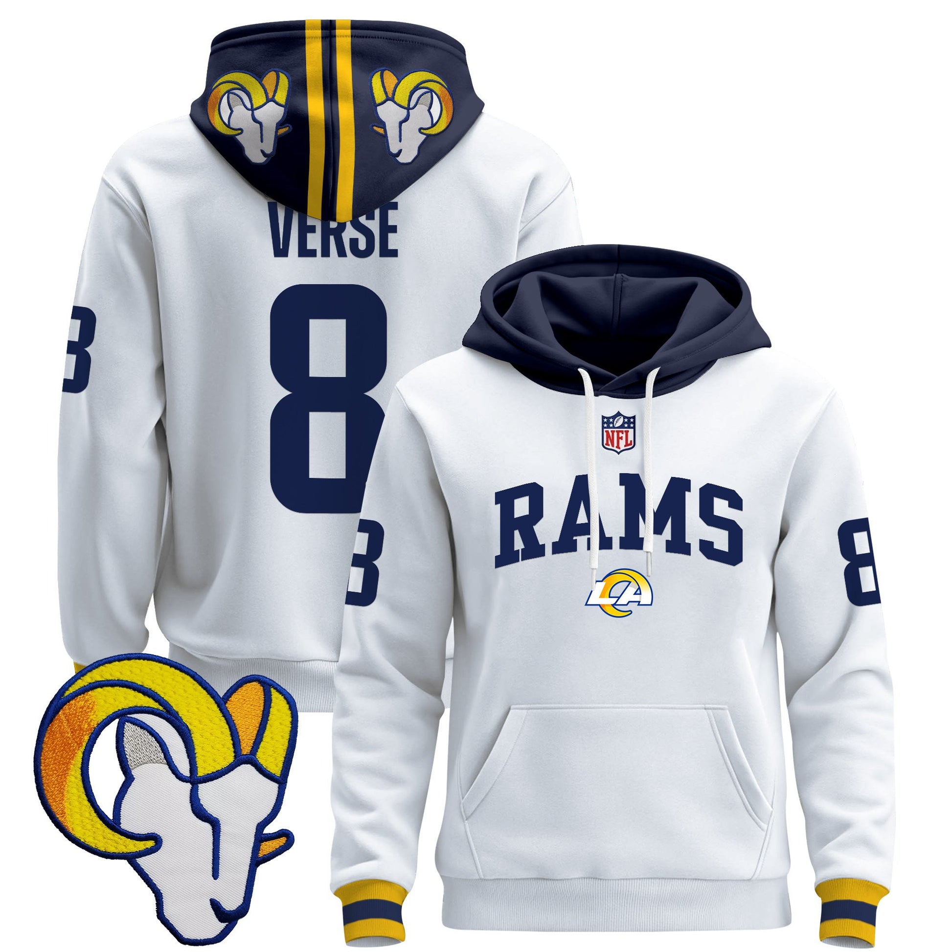 Men's Los Angeles Rams 2025 Premium Pullover Hoodie V2 - All Stitched