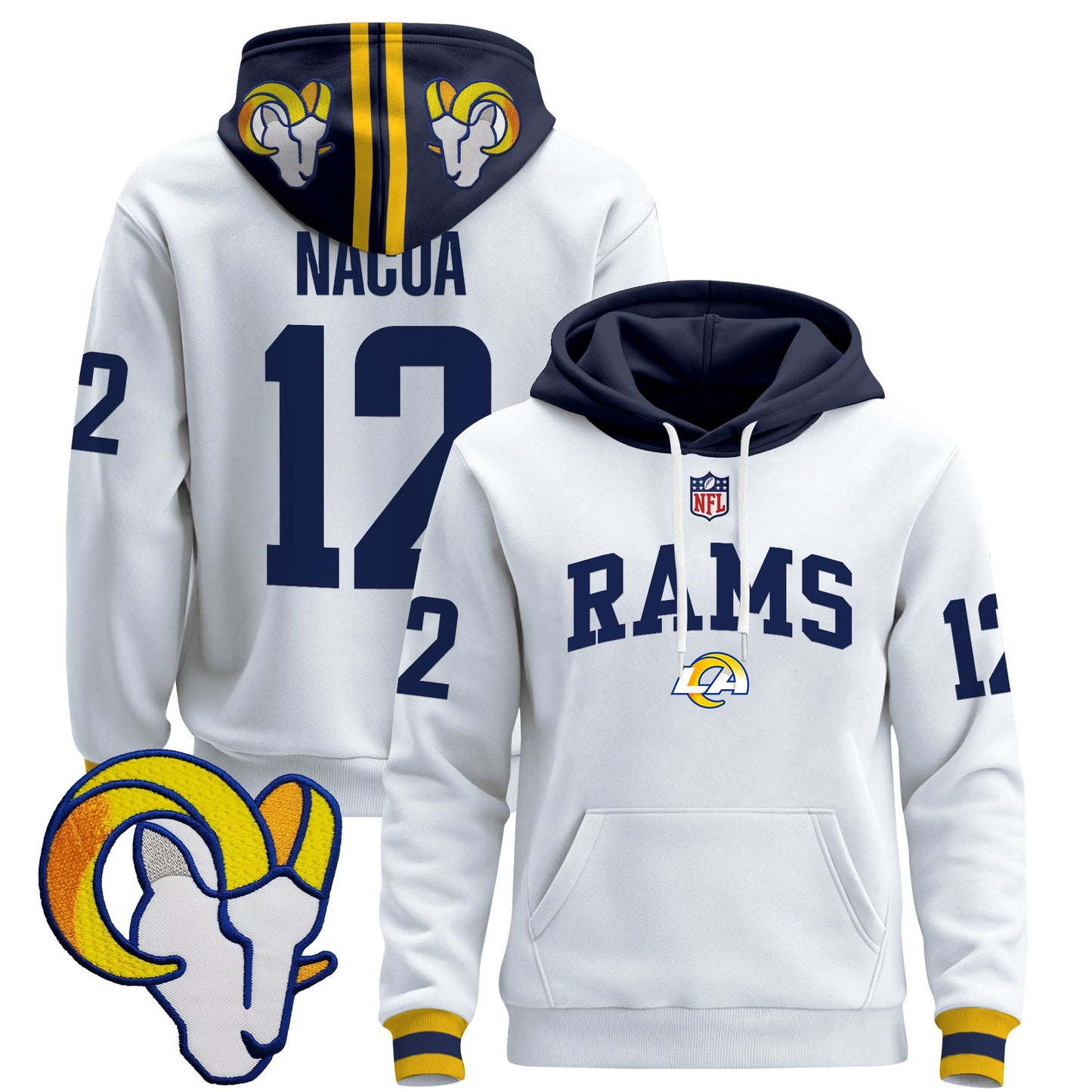 Men's Los Angeles Rams 2025 Premium Pullover Hoodie V2 - All Stitched