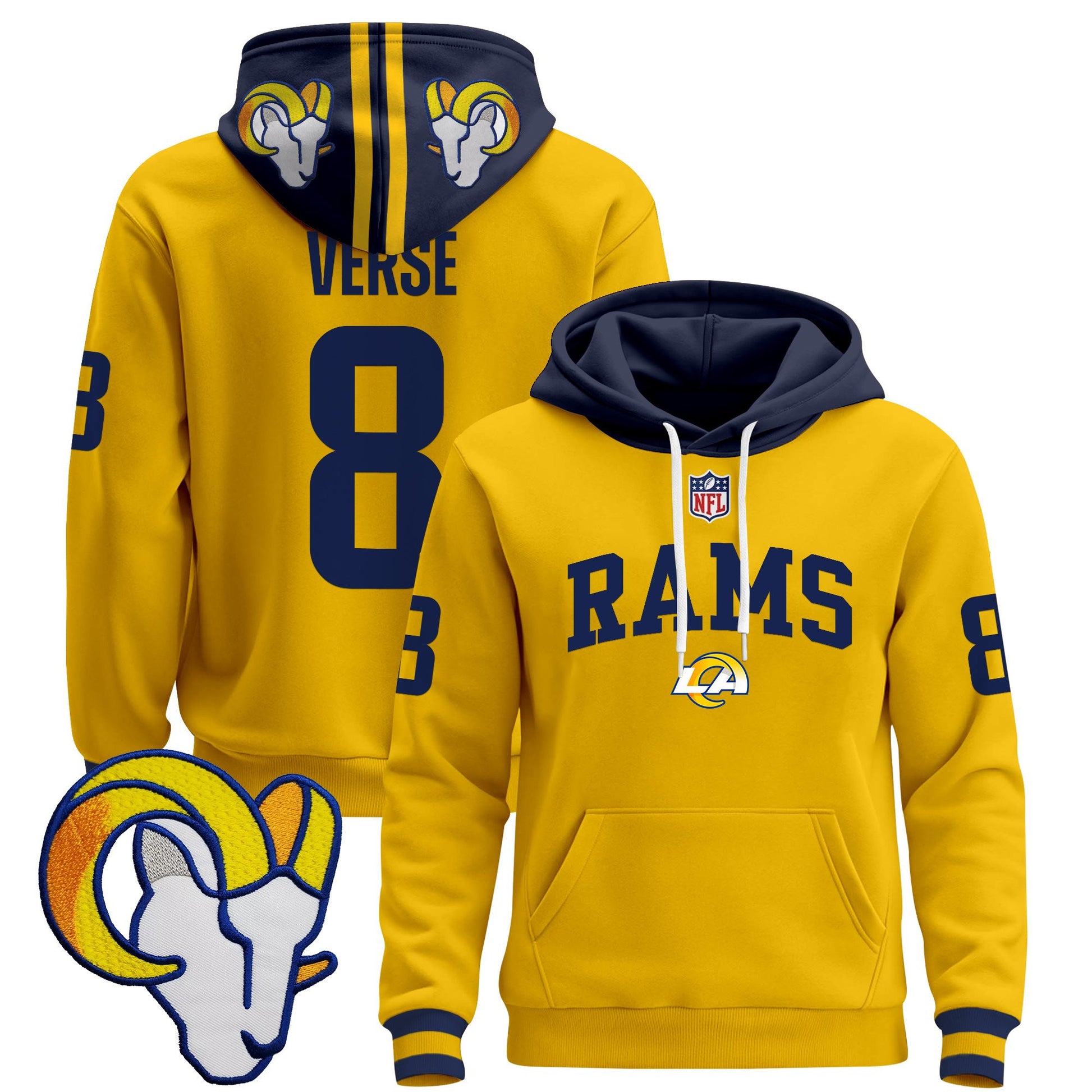 Men's Los Angeles Rams 2025 Premium Pullover Hoodie V2 - All Stitched