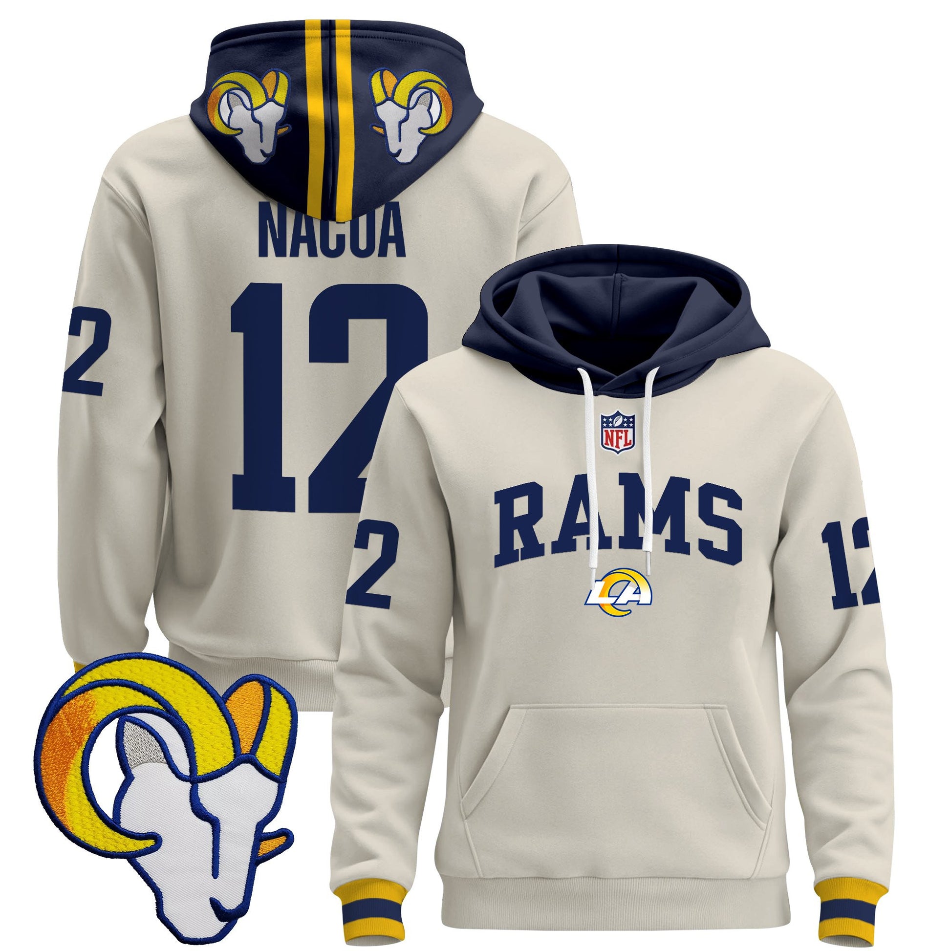 Men's Los Angeles Rams 2025 Premium Pullover Hoodie V2 - All Stitched