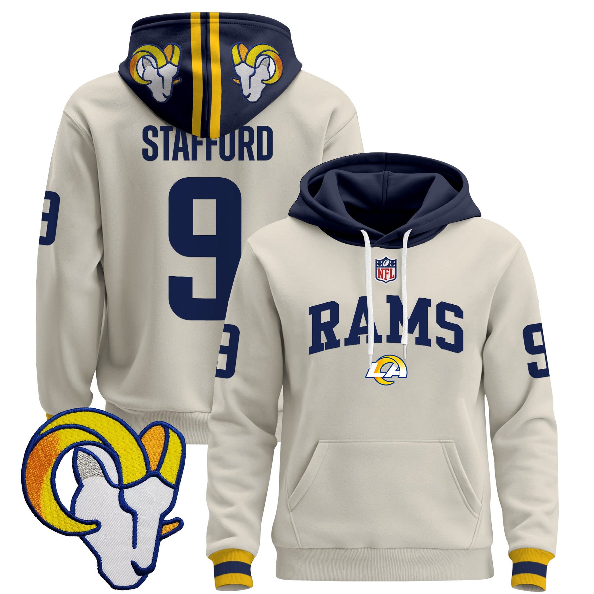 Men's Los Angeles Rams 2025 Premium Pullover Hoodie V2 - All Stitched