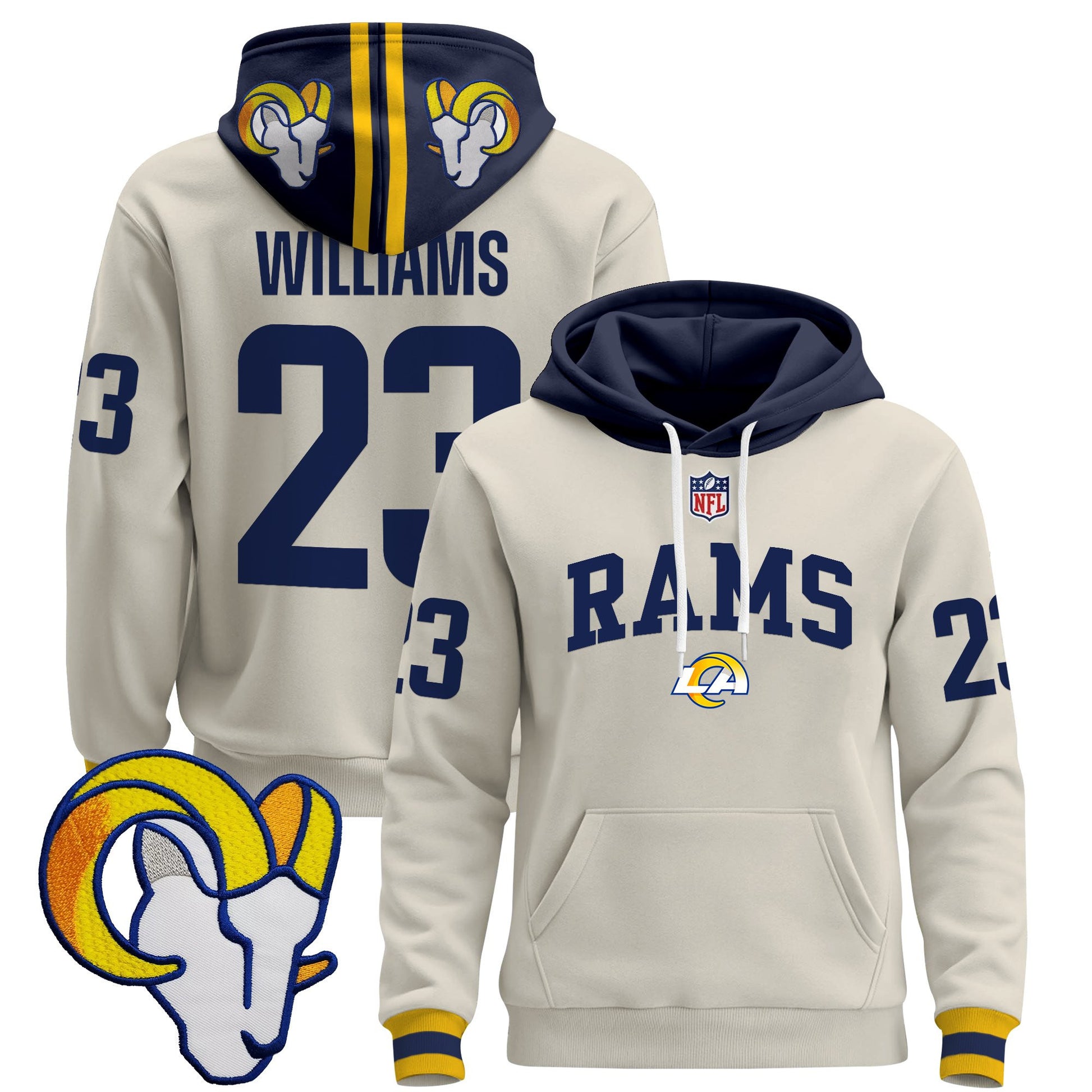 Men's Los Angeles Rams 2025 Premium Pullover Hoodie V2 - All Stitched