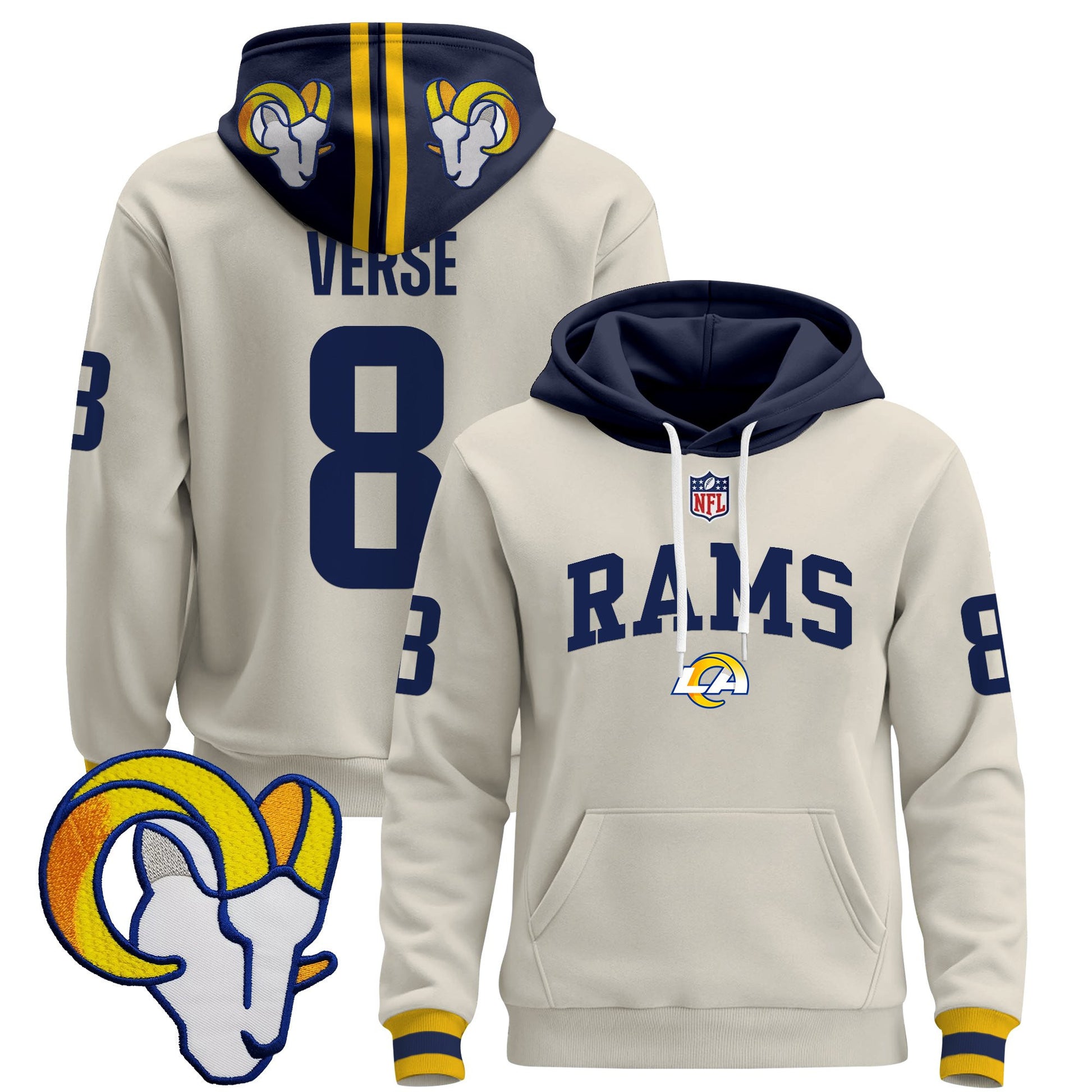 Men's Los Angeles Rams 2025 Premium Pullover Hoodie V2 - All Stitched