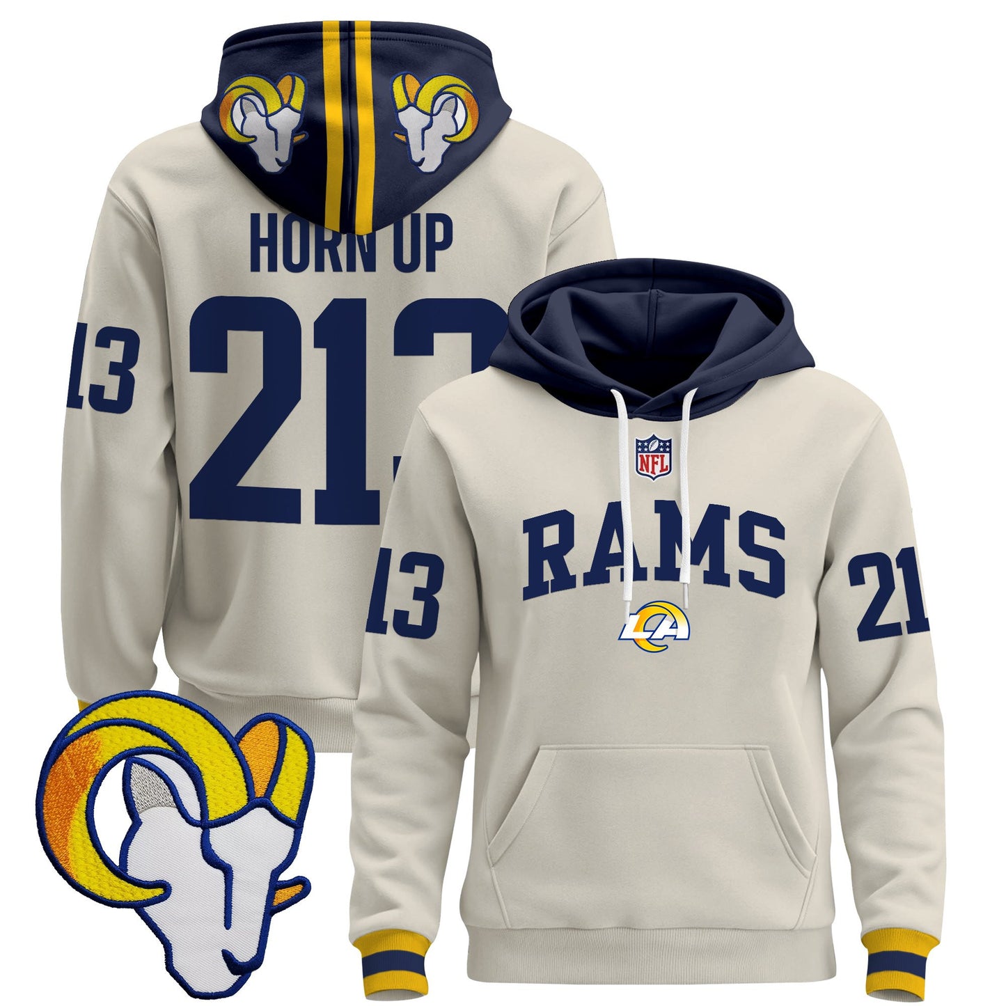 Men's Los Angeles Rams 2025 Premium Pullover Hoodie V2 - All Stitched