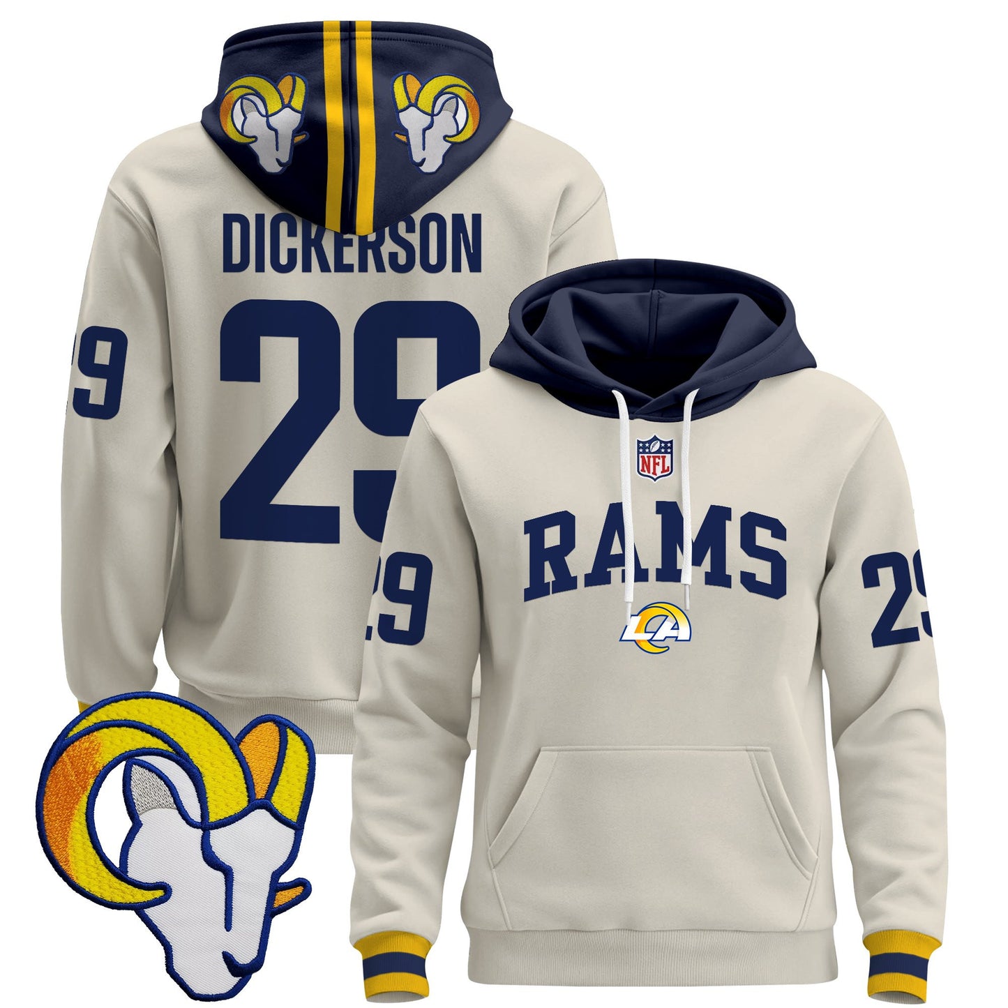 Men's Los Angeles Rams 2025 Premium Pullover Hoodie V2 - All Stitched