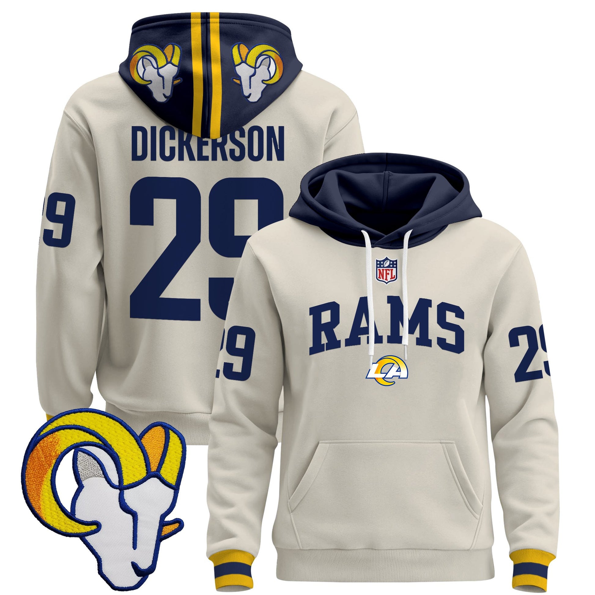 Men's Los Angeles Rams 2025 Premium Pullover Hoodie V2 - All Stitched