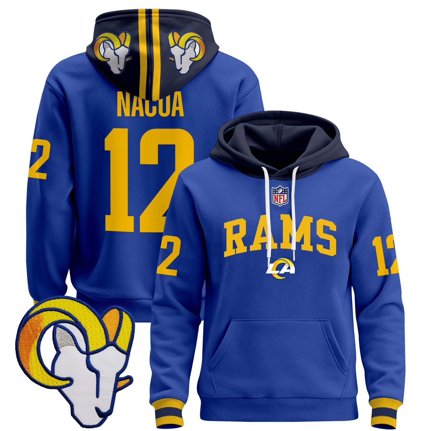 Men's Los Angeles Rams 2025 Premium Pullover Hoodie V2 - All Stitched