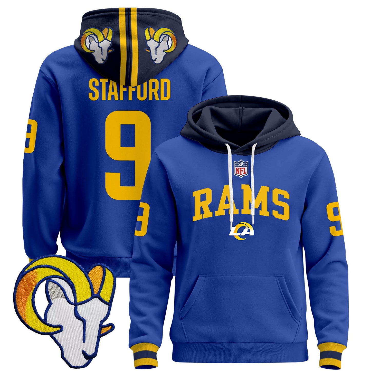 Men's Los Angeles Rams 2025 Premium Pullover Hoodie V2 - All Stitched