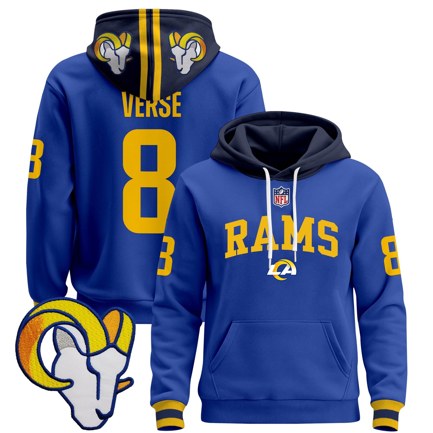Men's Los Angeles Rams 2025 Premium Pullover Hoodie V2 - All Stitched