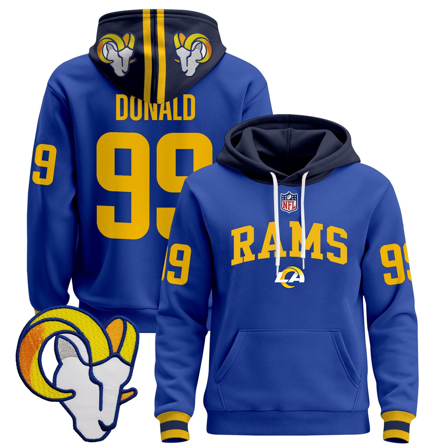 Men's Los Angeles Rams 2025 Premium Pullover Hoodie V2 - All Stitched