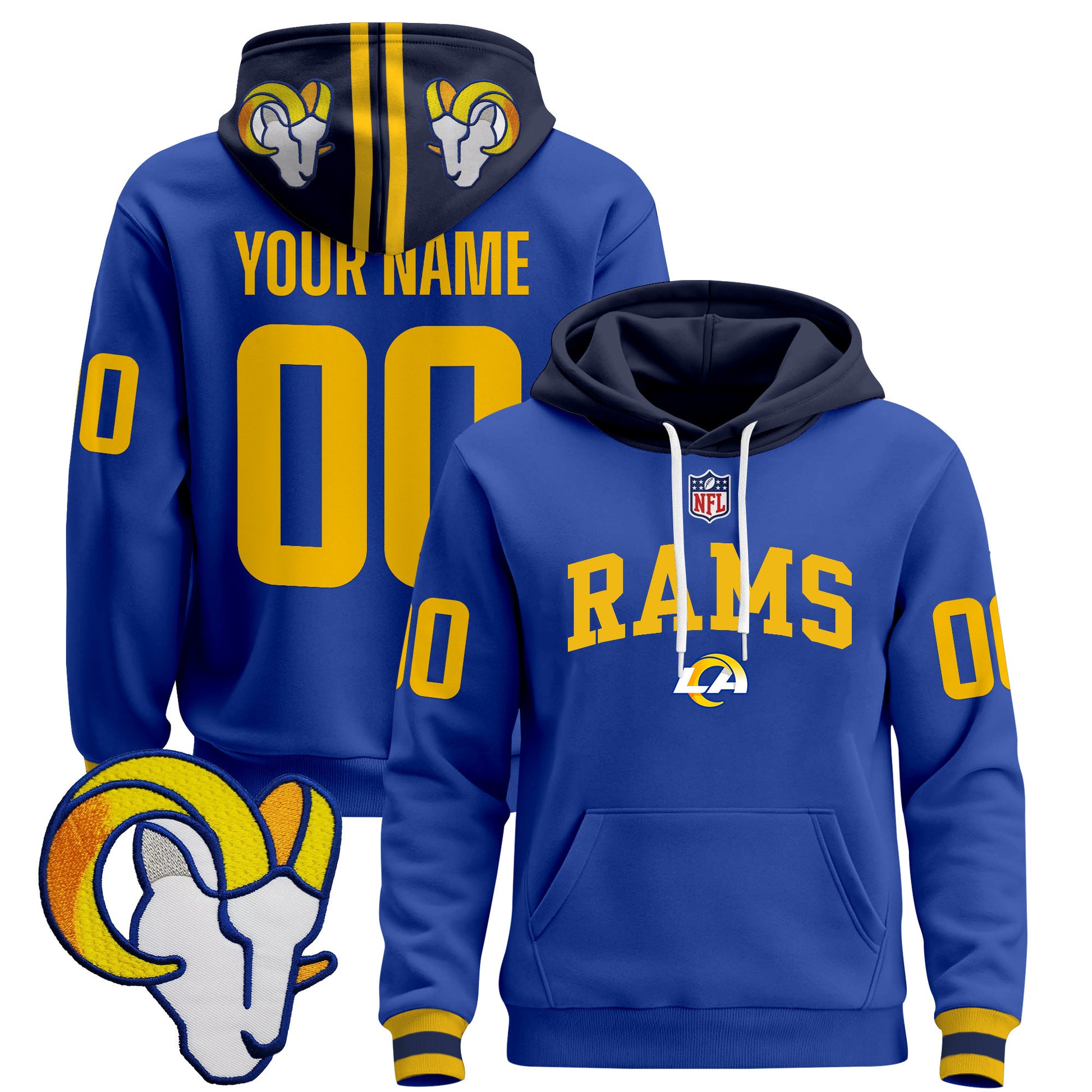 Los Angeles Rams 2025 Premium Custom Pullover Hoodie V2 - All Stitched