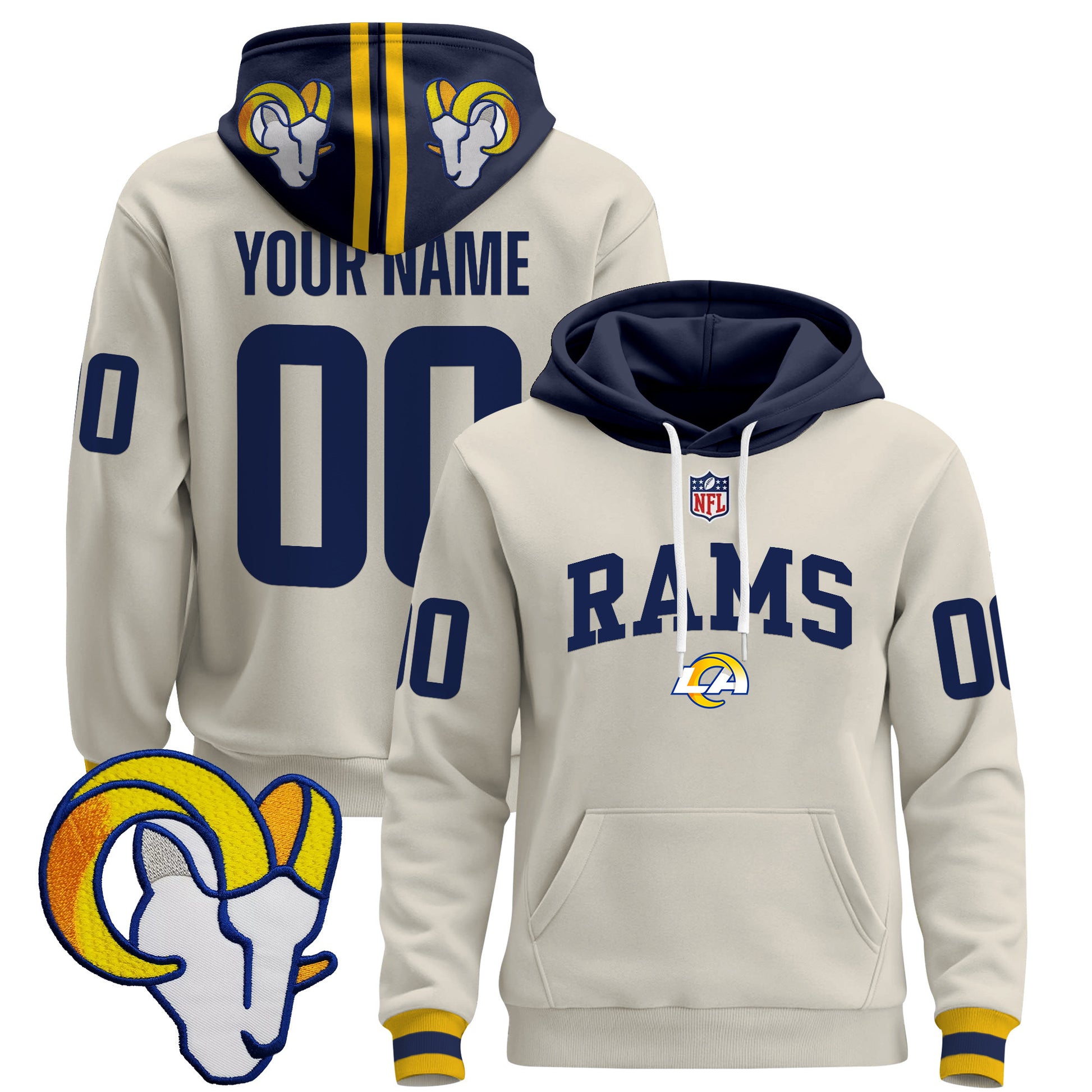 Los Angeles Rams 2025 Premium Custom Pullover Hoodie V2 - All Stitched