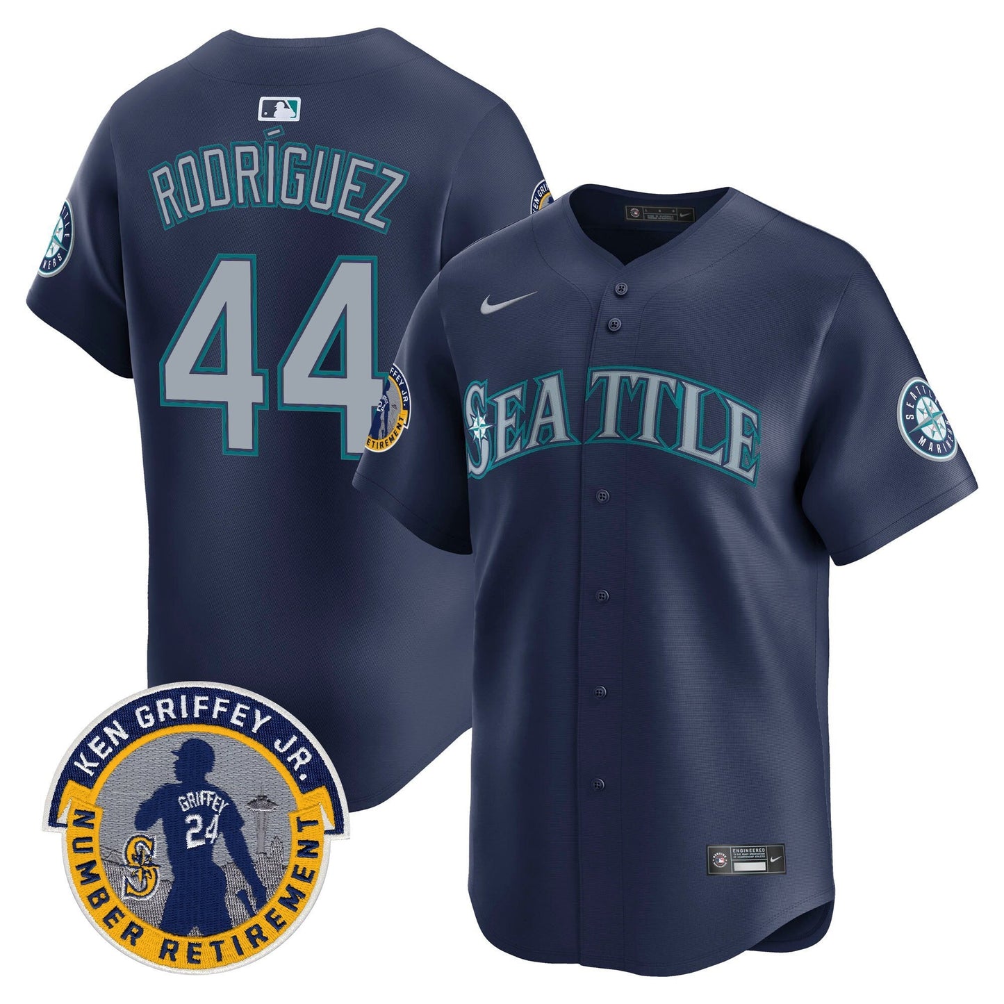 Men's Seattle Mariners 2025 Ken Griffey Jr. Patch Vapor Premier Limited Jersey - All Stitched