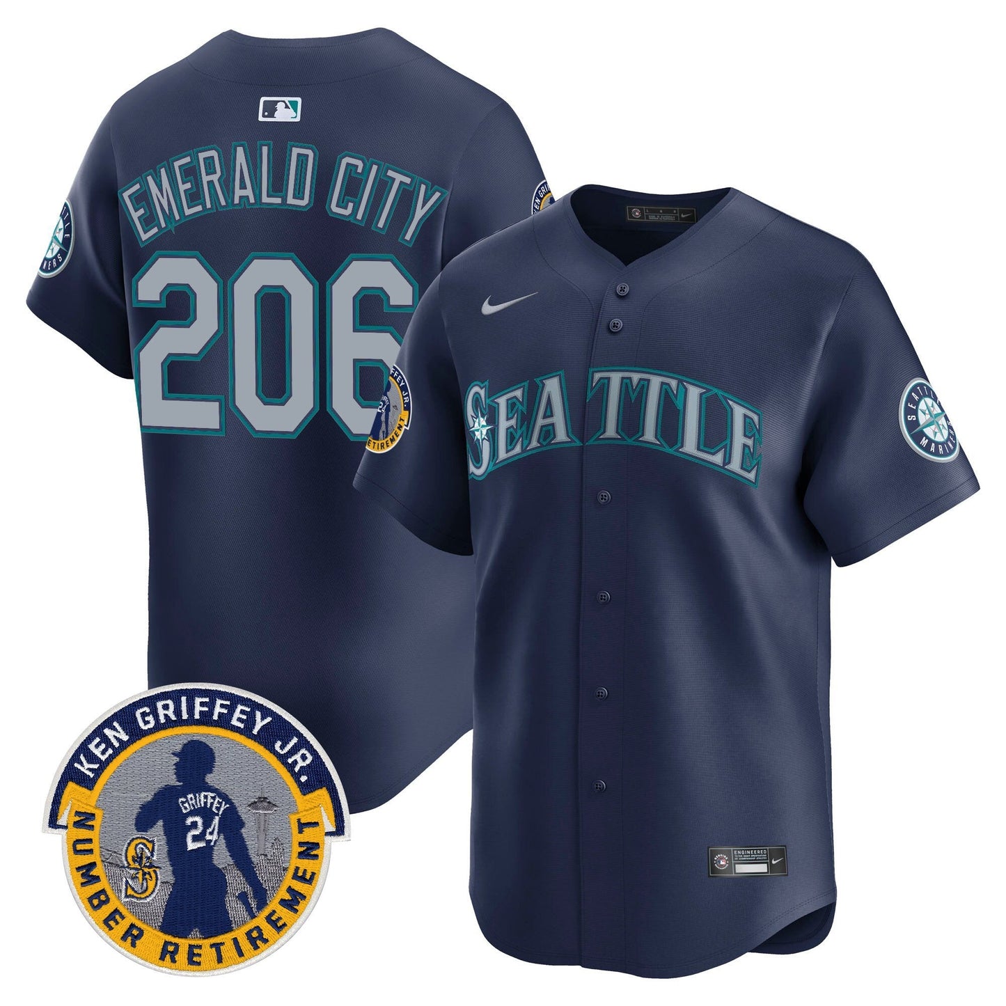 Men's Seattle Mariners 2025 Ken Griffey Jr. Patch Vapor Premier Limited Jersey - All Stitched
