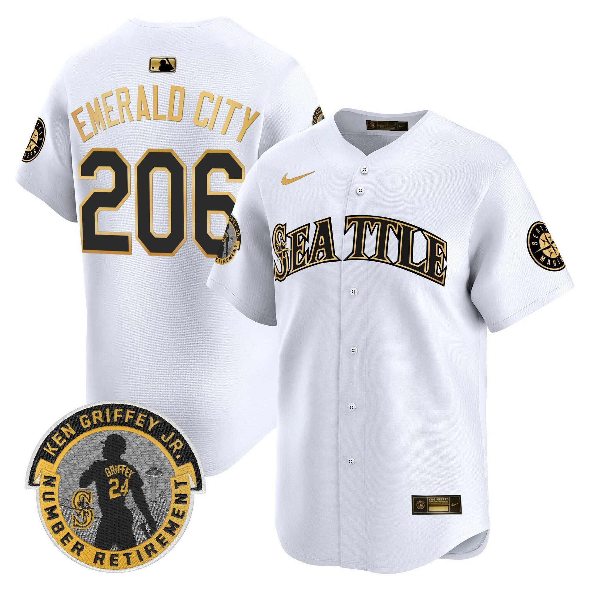 Men's Seattle Mariners 2025 Ken Griffey Jr. Patch Vapor Premier Limited Jersey - All Stitched