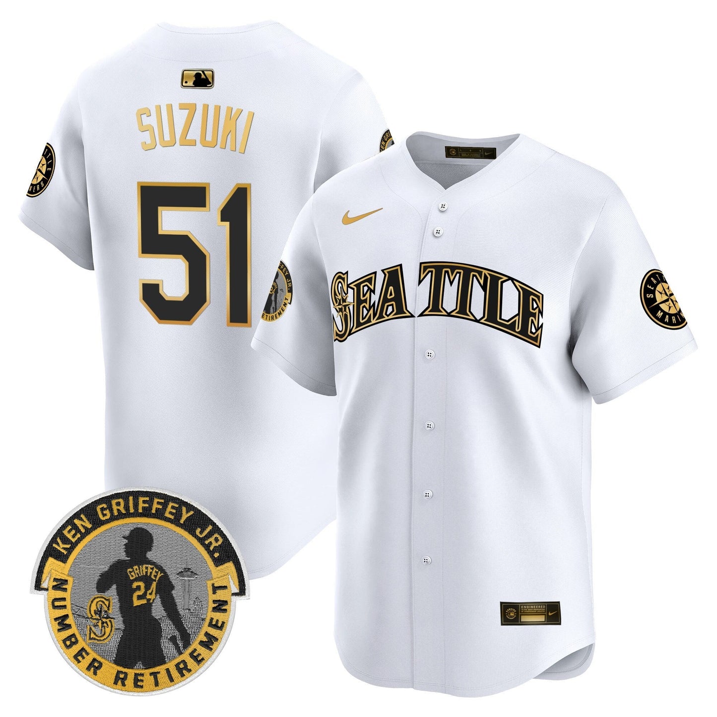 Men's Seattle Mariners 2025 Ken Griffey Jr. Patch Vapor Premier Limited Jersey - All Stitched