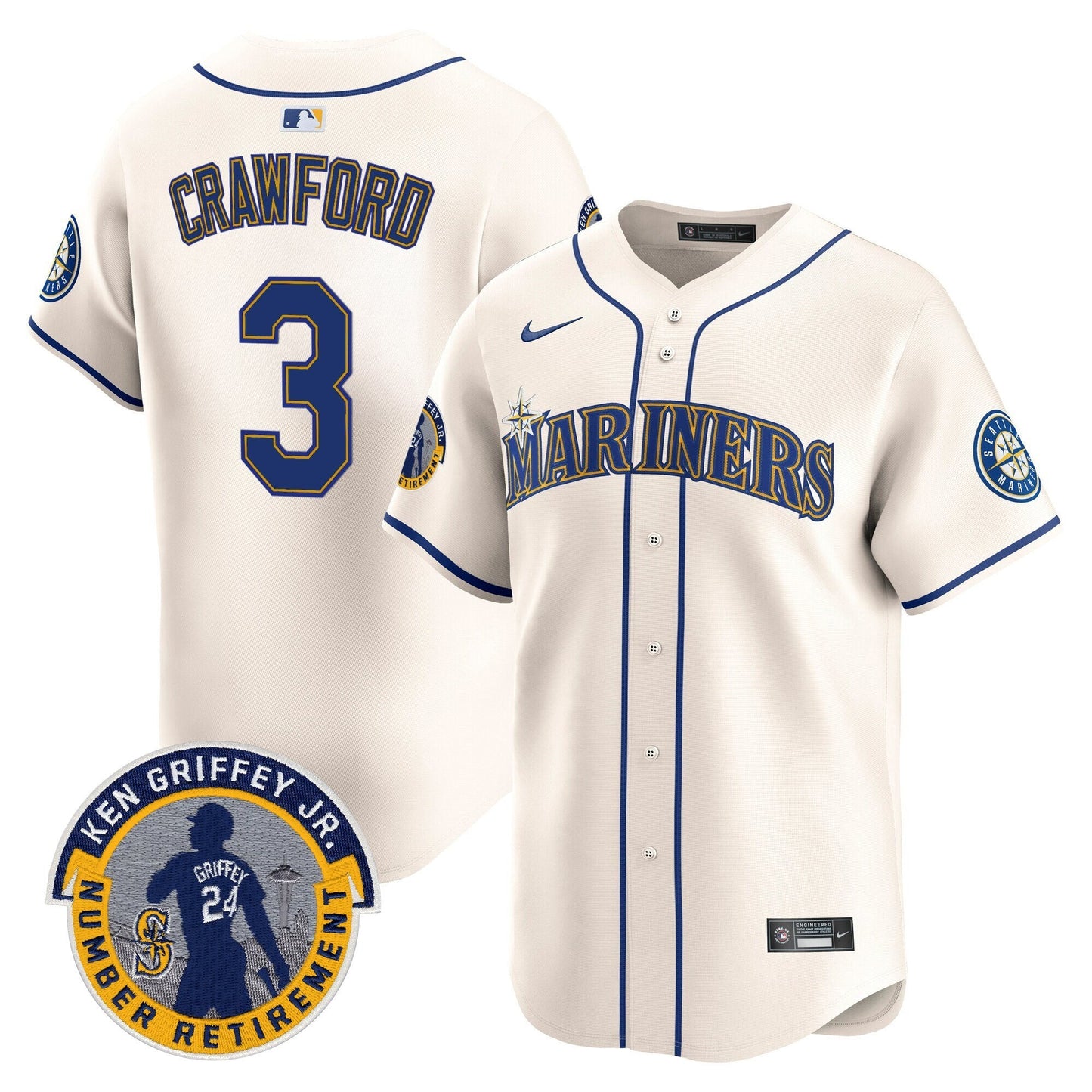 Men's Seattle Mariners 2025 Ken Griffey Jr. Patch Vapor Premier Limited Jersey - All Stitched