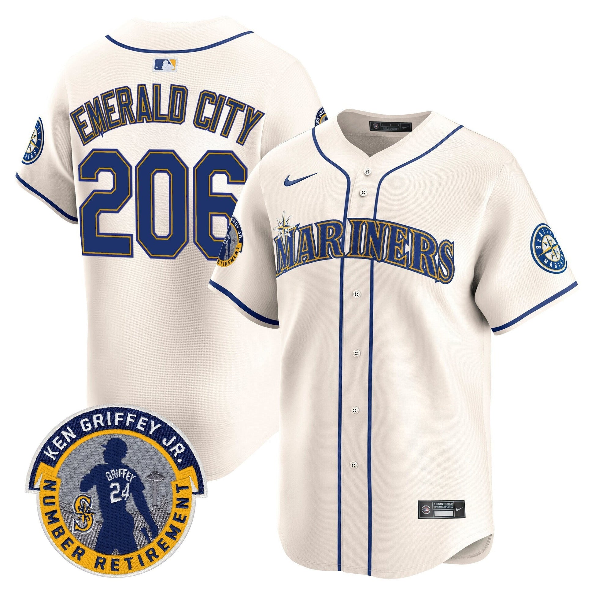 Men's Seattle Mariners 2025 Ken Griffey Jr. Patch Vapor Premier Limited Jersey - All Stitched