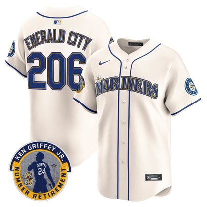 Men's Seattle Mariners 2025 Ken Griffey Jr. Patch Vapor Premier Limited Jersey - All Stitched