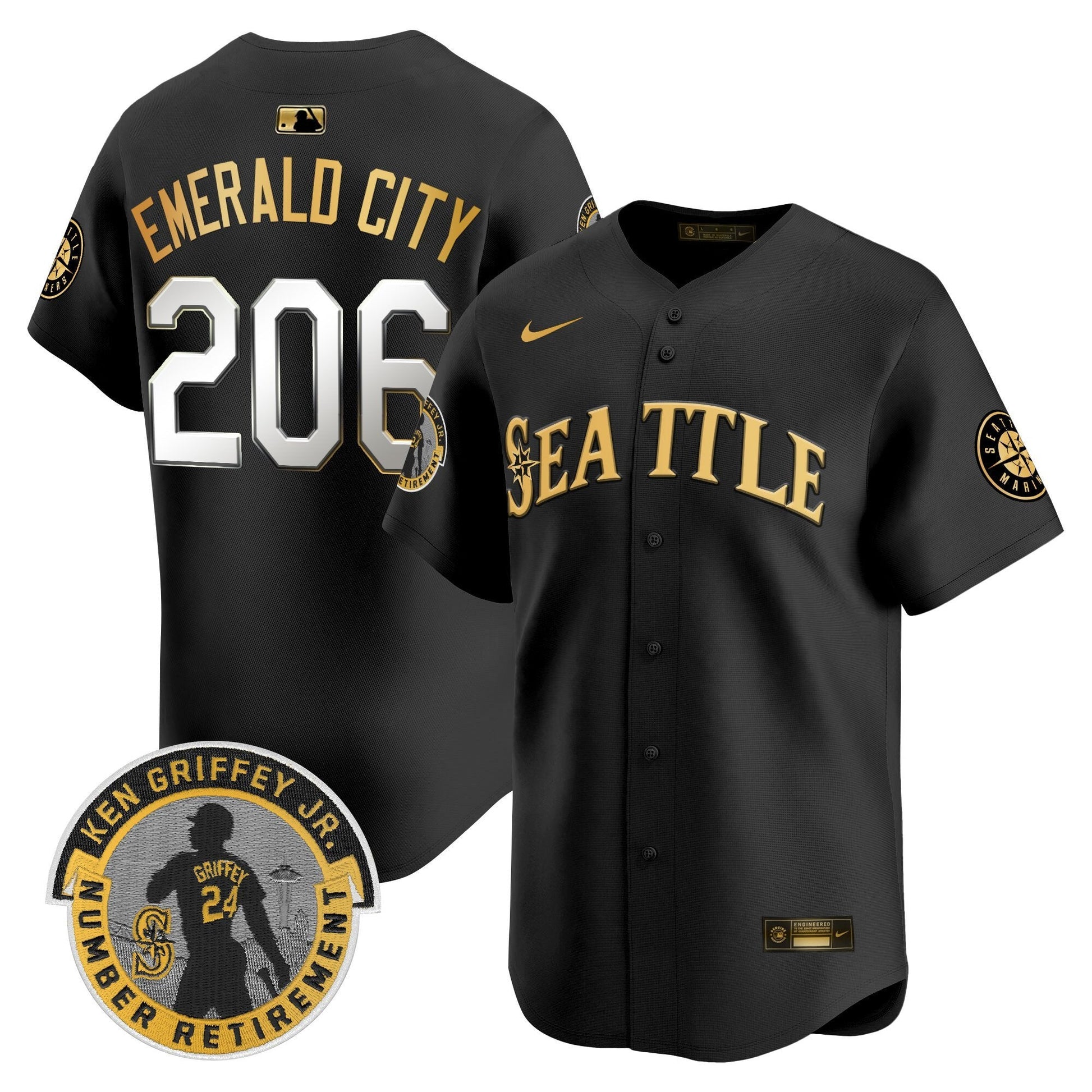 Men's Seattle Mariners 2025 Ken Griffey Jr. Patch Vapor Premier Limited Jersey - All Stitched
