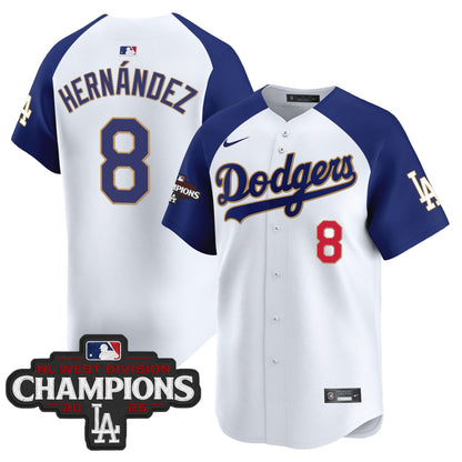 Men's Dodgers 2025 NL West Division Champions Patch Gold Trim Vapor Premier Limited Jersey - All Stitched