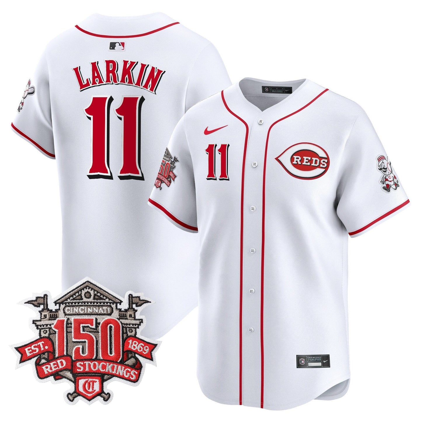Men's Cincinnati Reds 150th Anniversary Patch Vapor Premier Limited Jersey - All Stitched
