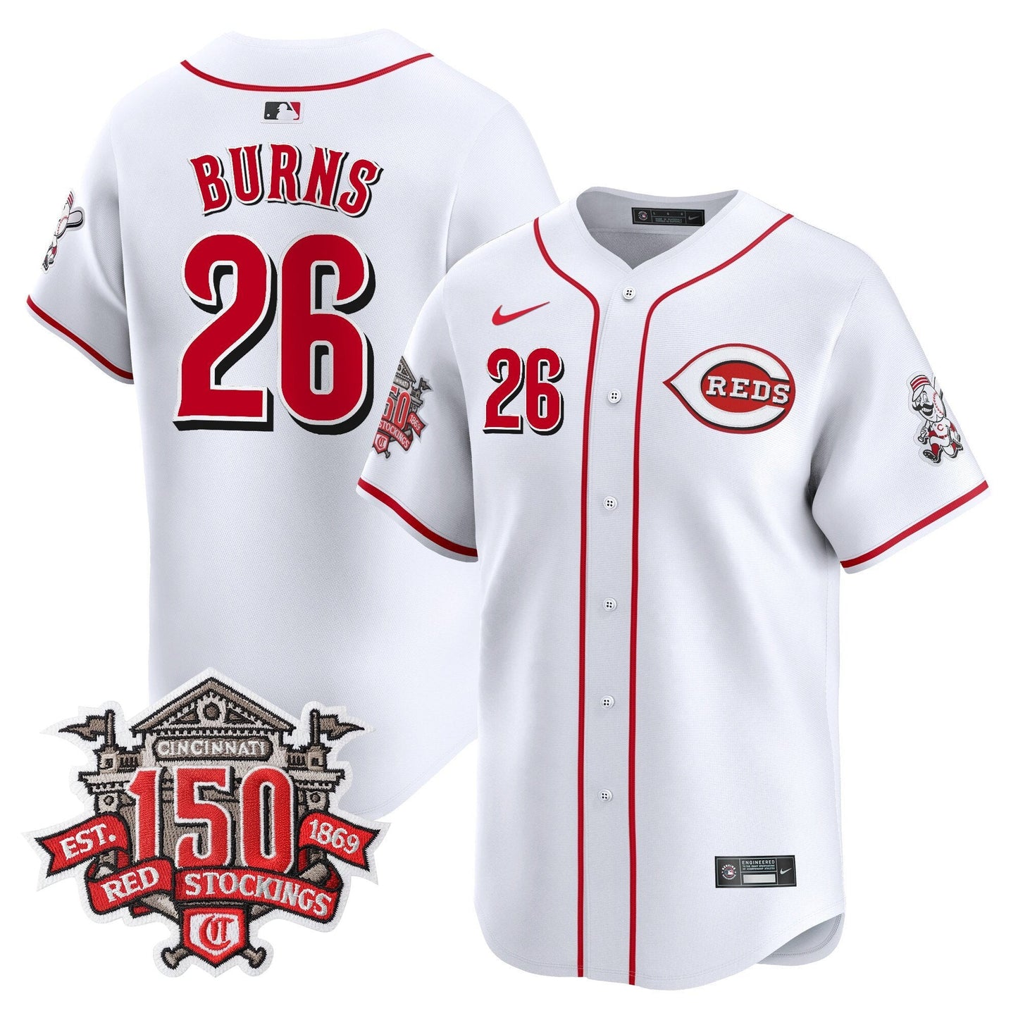 Men's Cincinnati Reds 150th Anniversary Patch Vapor Premier Limited Jersey - All Stitched