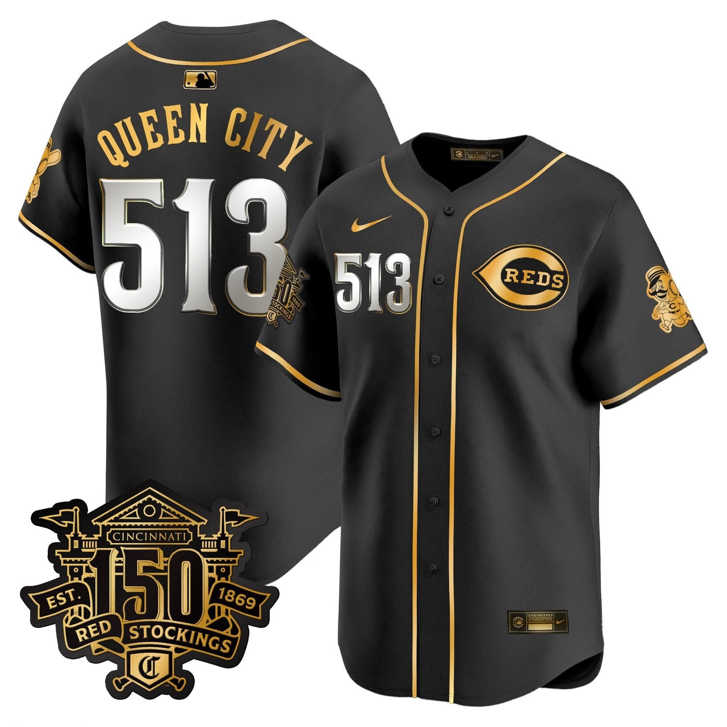 Men's Cincinnati Reds 150th Anniversary Patch Vapor Premier Limited Jersey - All Stitched