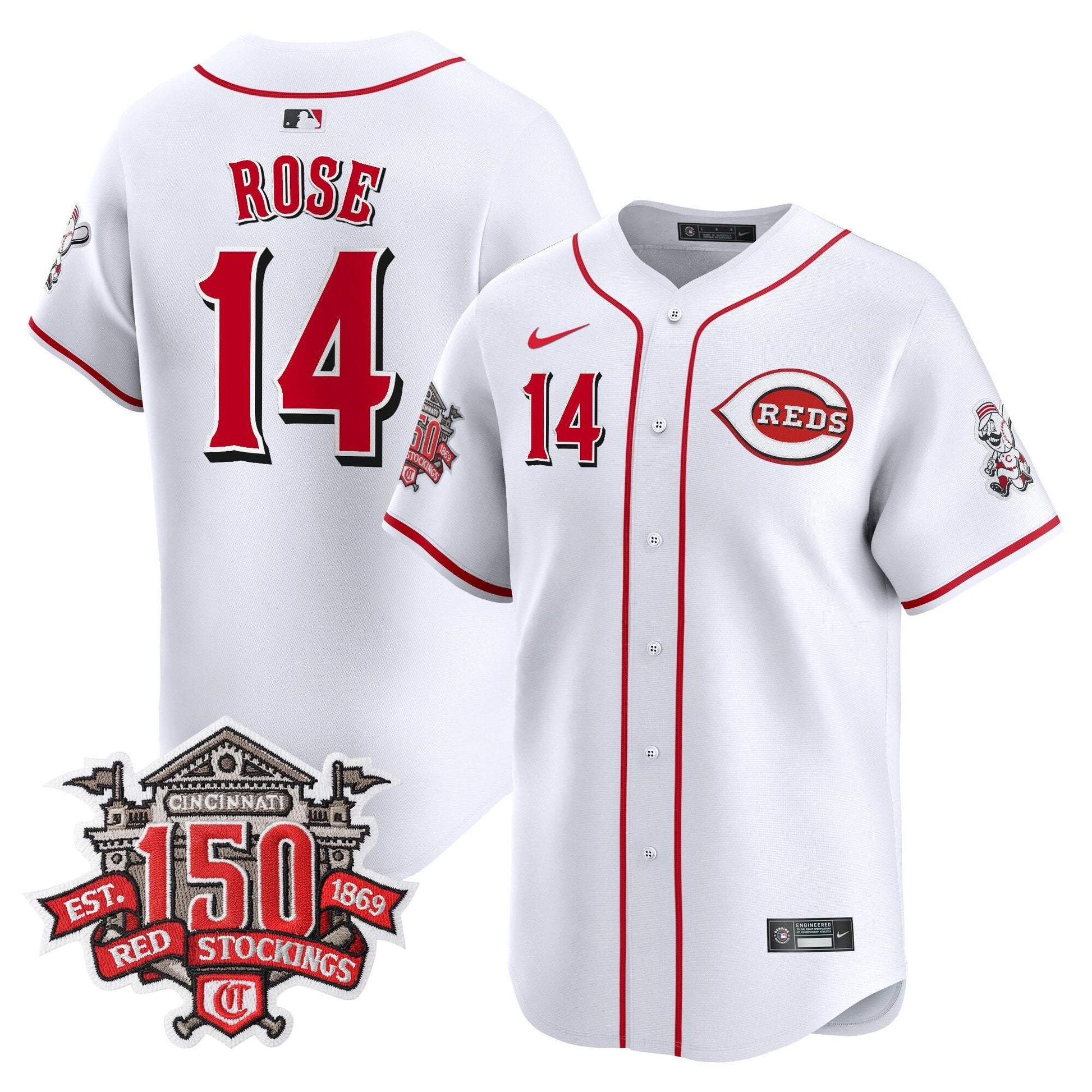 Men's Cincinnati Reds 150th Anniversary Patch Vapor Premier Limited Jersey - All Stitched
