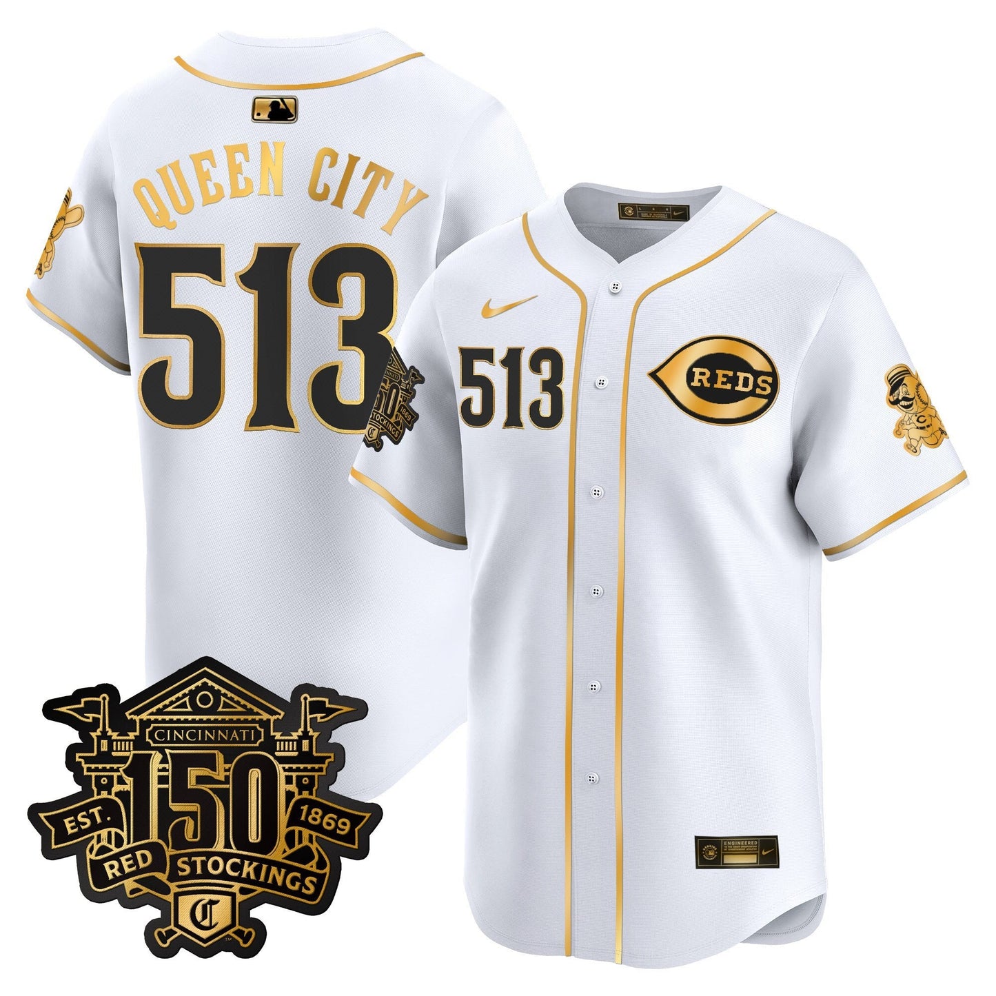 Men's Cincinnati Reds 150th Anniversary Patch Vapor Premier Limited Jersey - All Stitched