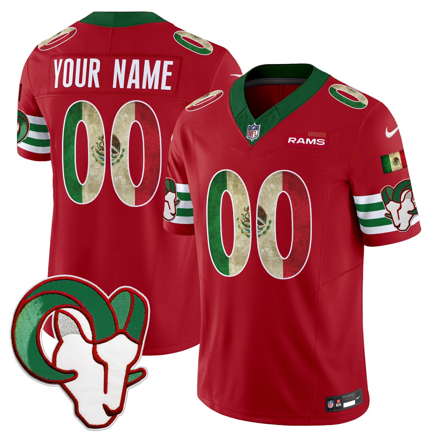 Los Angeles Rams 2025 Mexico Vapor Limited Custom Jersey - All Stitched