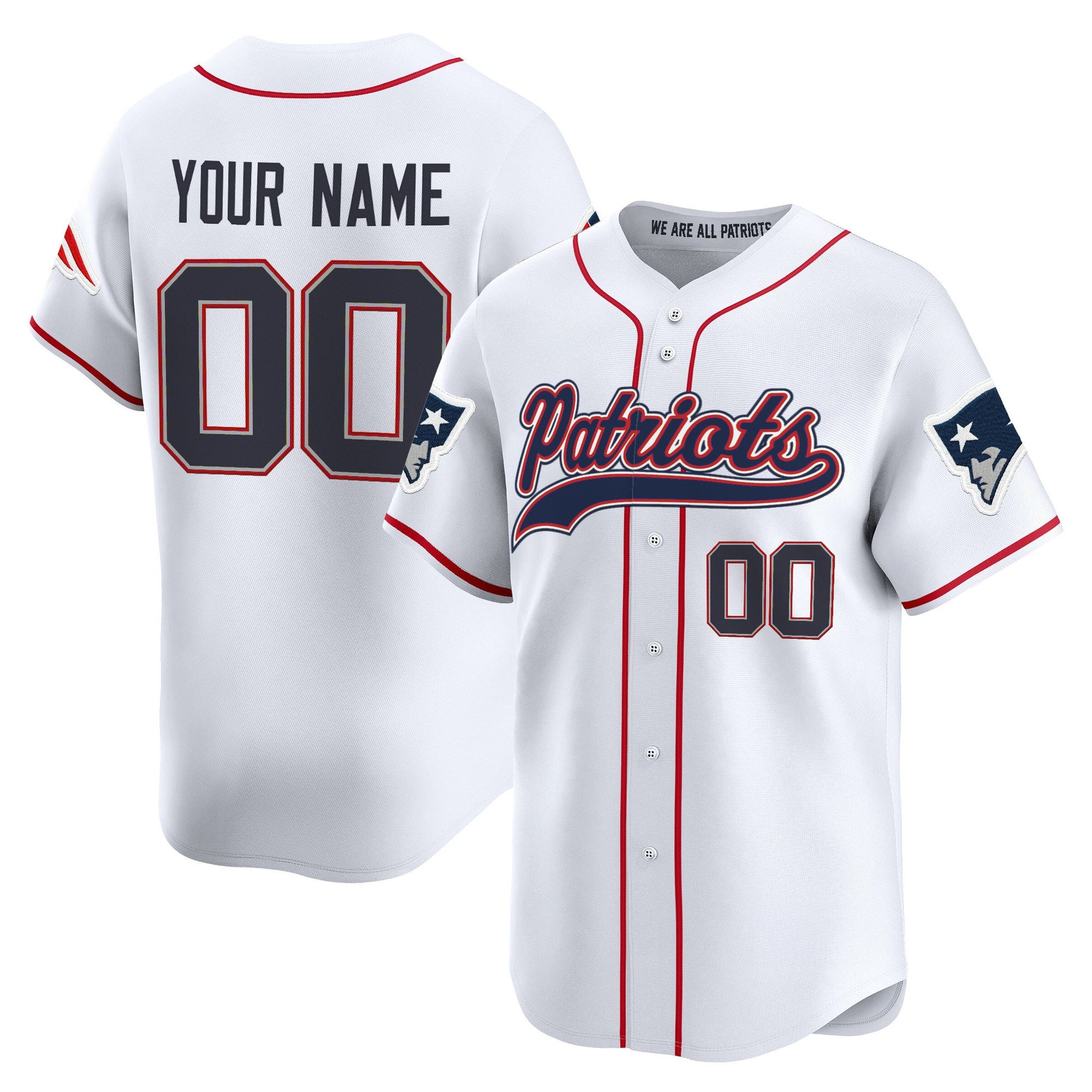 New England Patriots 2025 Vapor Baseball Custom Jersey - All Stitched