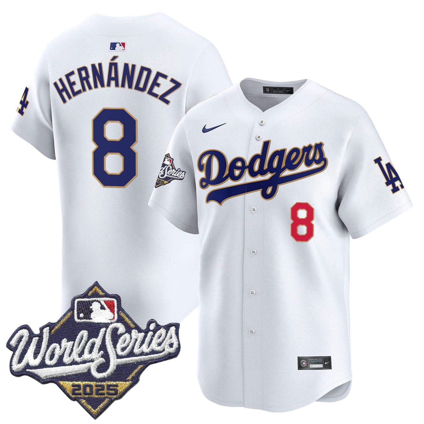 Men's Dodgers 2025 World Series Gold Trim Vapor Premier Limited Jersey - All Stitched
