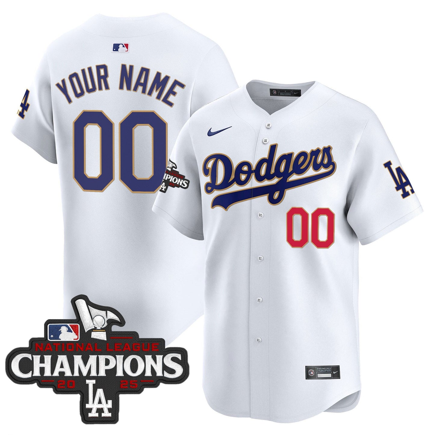 Dodgers 2025 National League Champions Vapor Premier Limited Custom Jersey - All Stitched