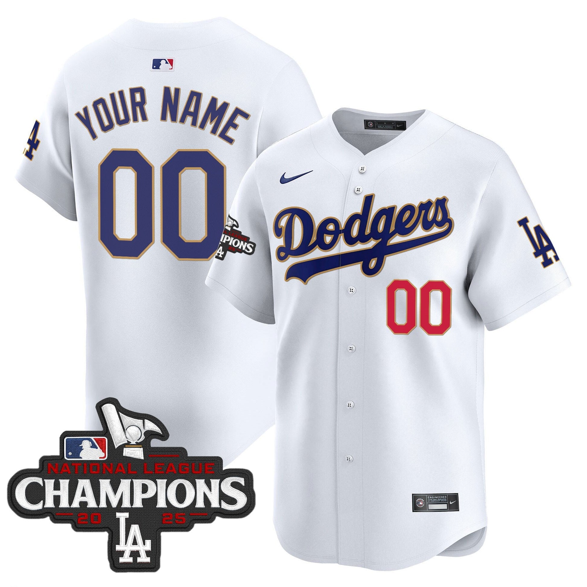 Dodgers 2025 National League Champions Vapor Premier Limited Custom Jersey - All Stitched