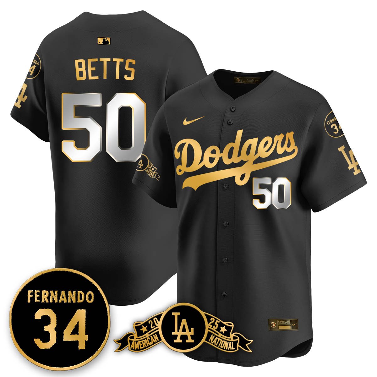 Los Angeles Dodgers 2025 National League Champions Jersey - All Stitched