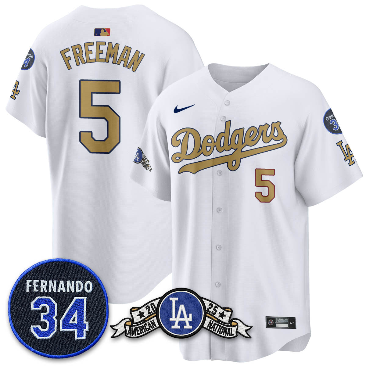Los Angeles Dodgers 2025 National League Champions Jersey - All Stitched