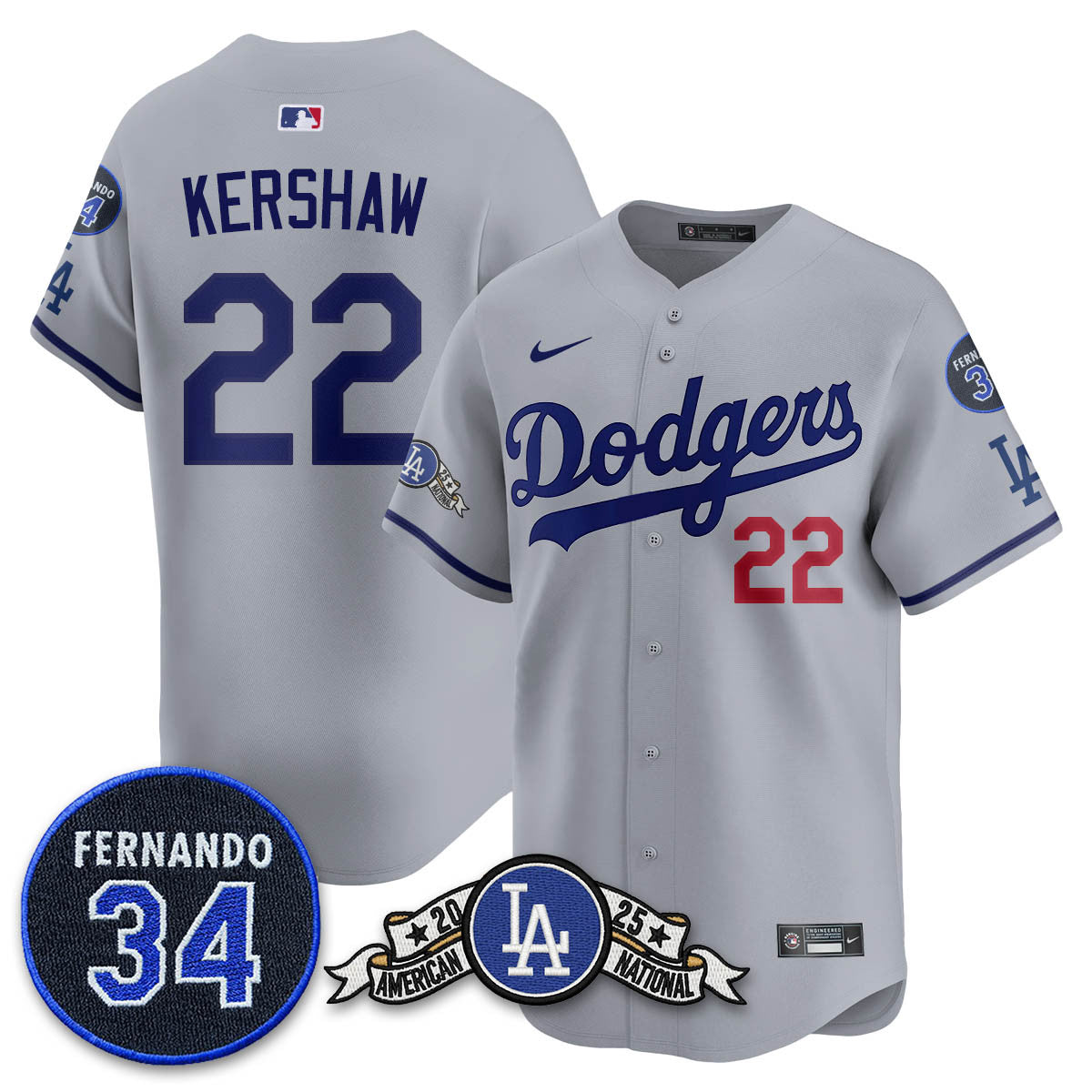 Los Angeles Dodgers 2025 National League Champions Jersey - All Stitched