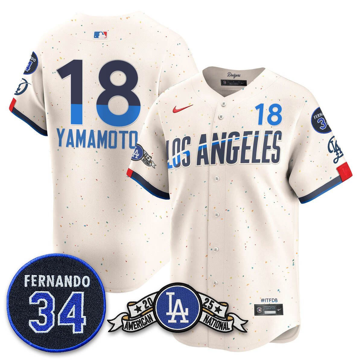 Los Angeles Dodgers 2025 National League Champions Jersey - All Stitched
