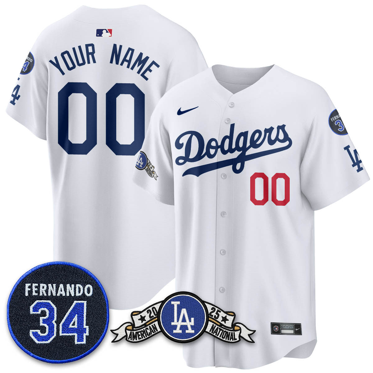 Los Angeles Dodgers 2025 National League Champions Jersey - All Stitched